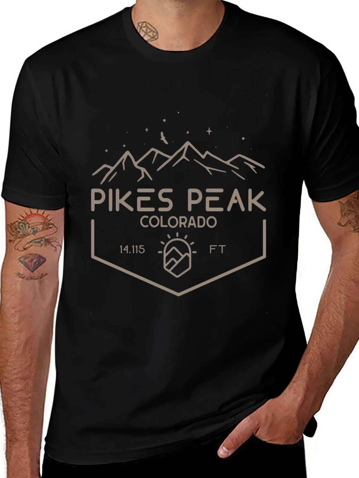Pikes Peak Colorado Black T-Shirt product image 1