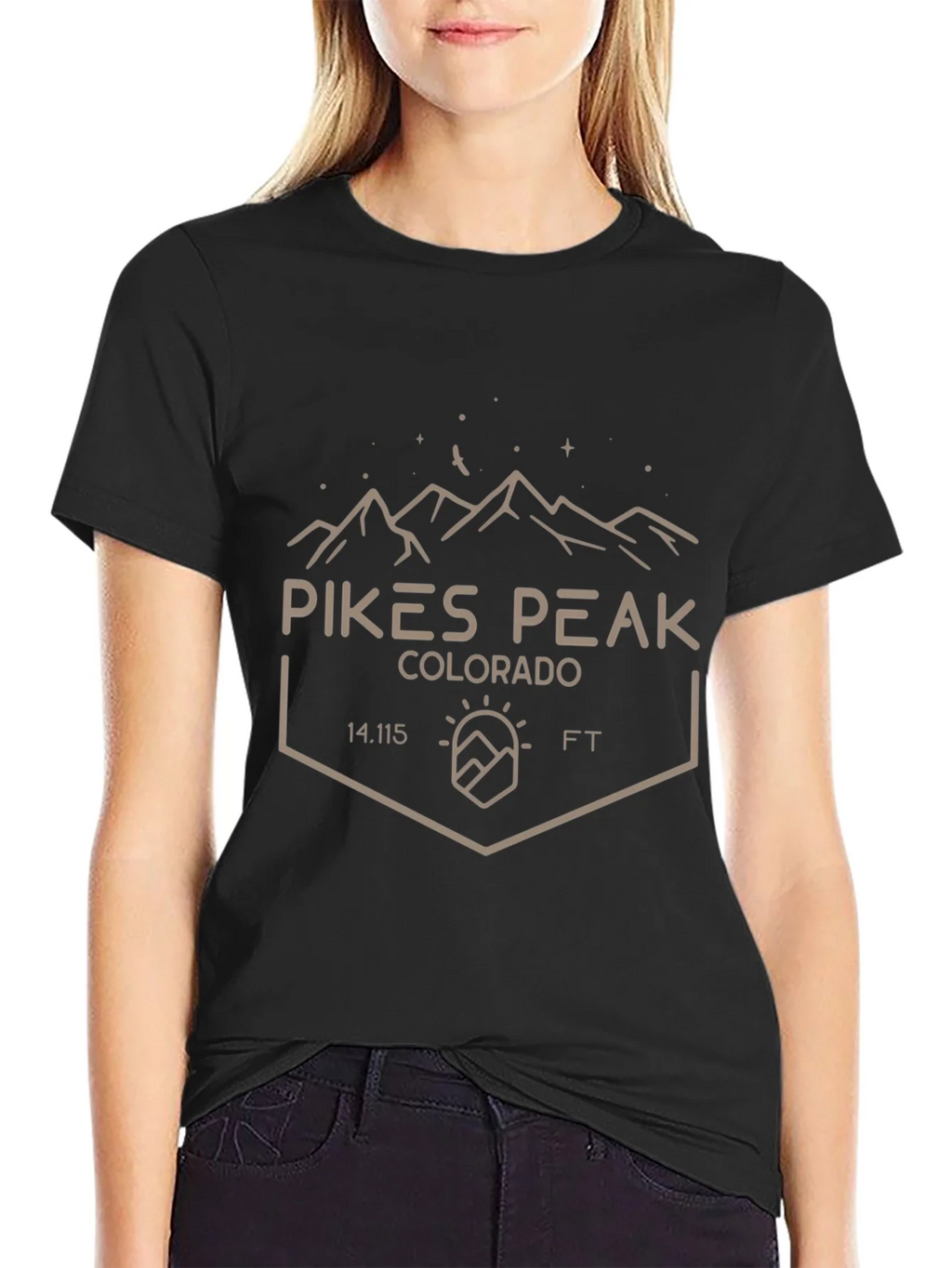 Pikes Peak Colorado Black T-Shirt product image 2