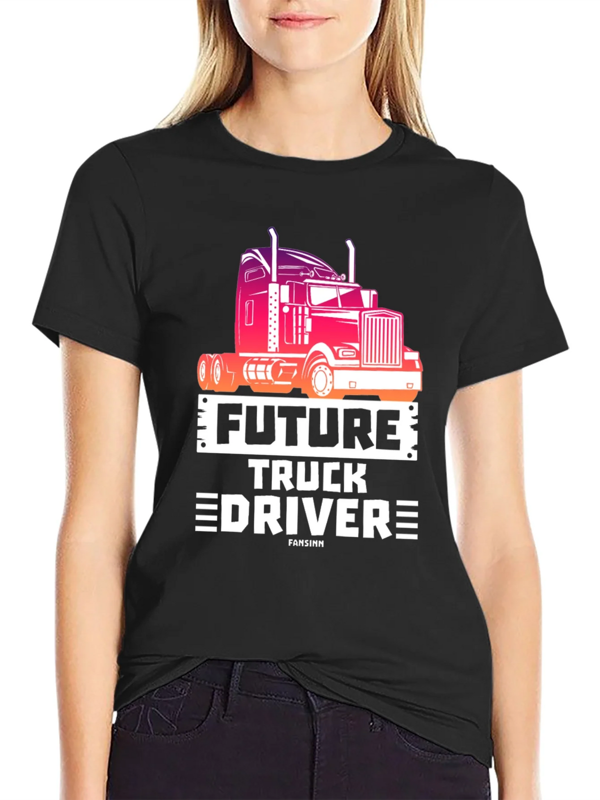 Future Truck Driver Black Graphic Tee product image 2