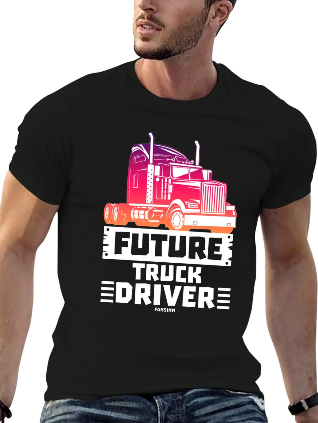Future Truck Driver Black Graphic Tee product image 6