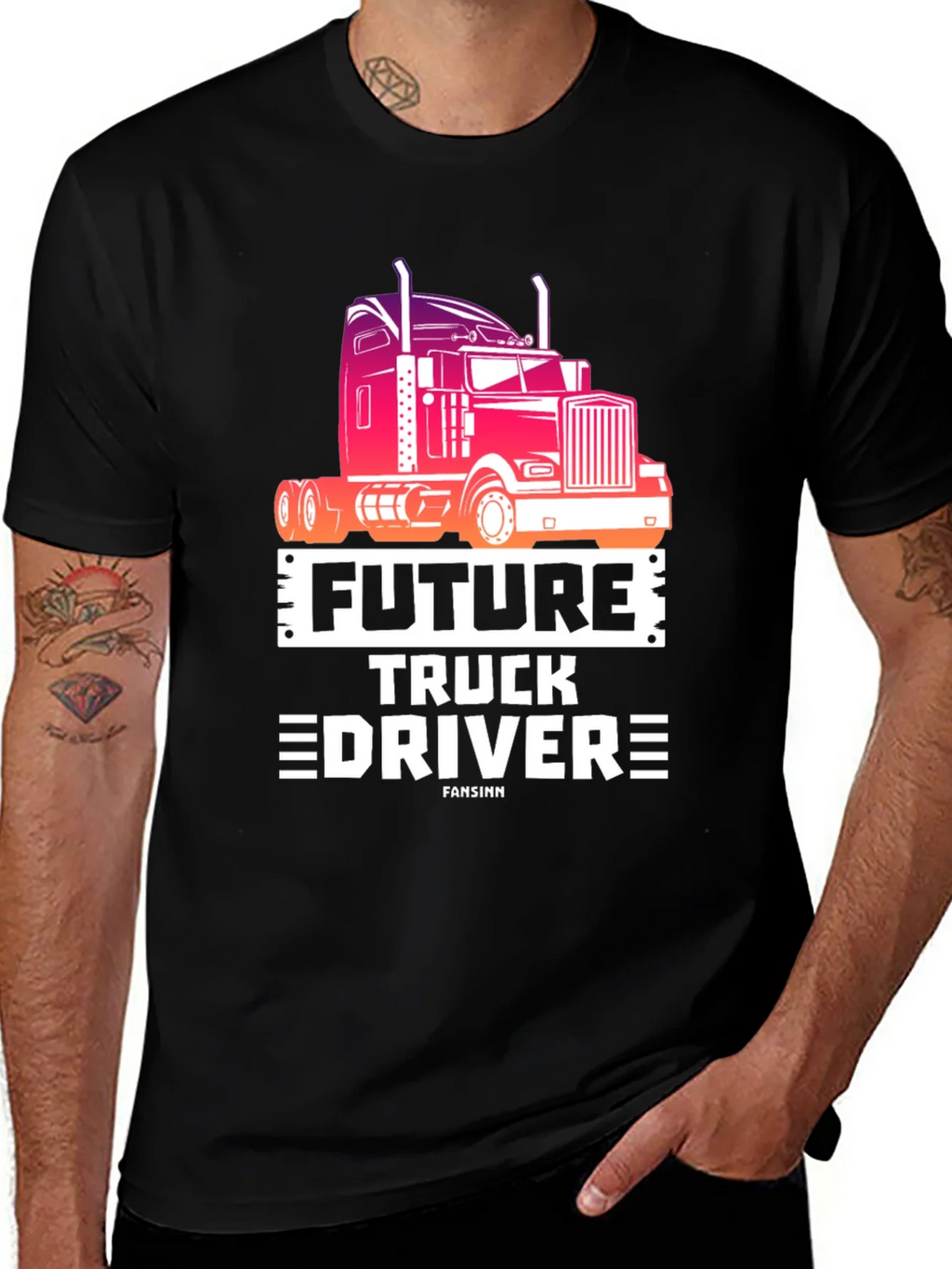 Future Truck Driver Black Graphic Tee product image 1