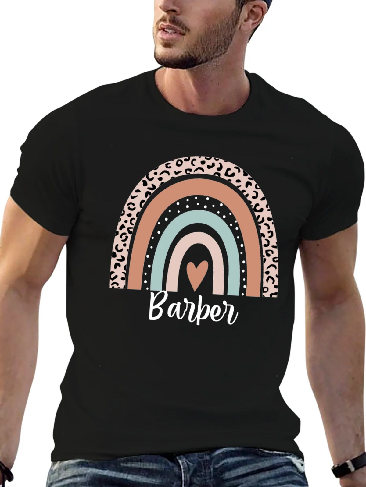 Stylish Barber Rainbow Graphic T-Shirt product image 4