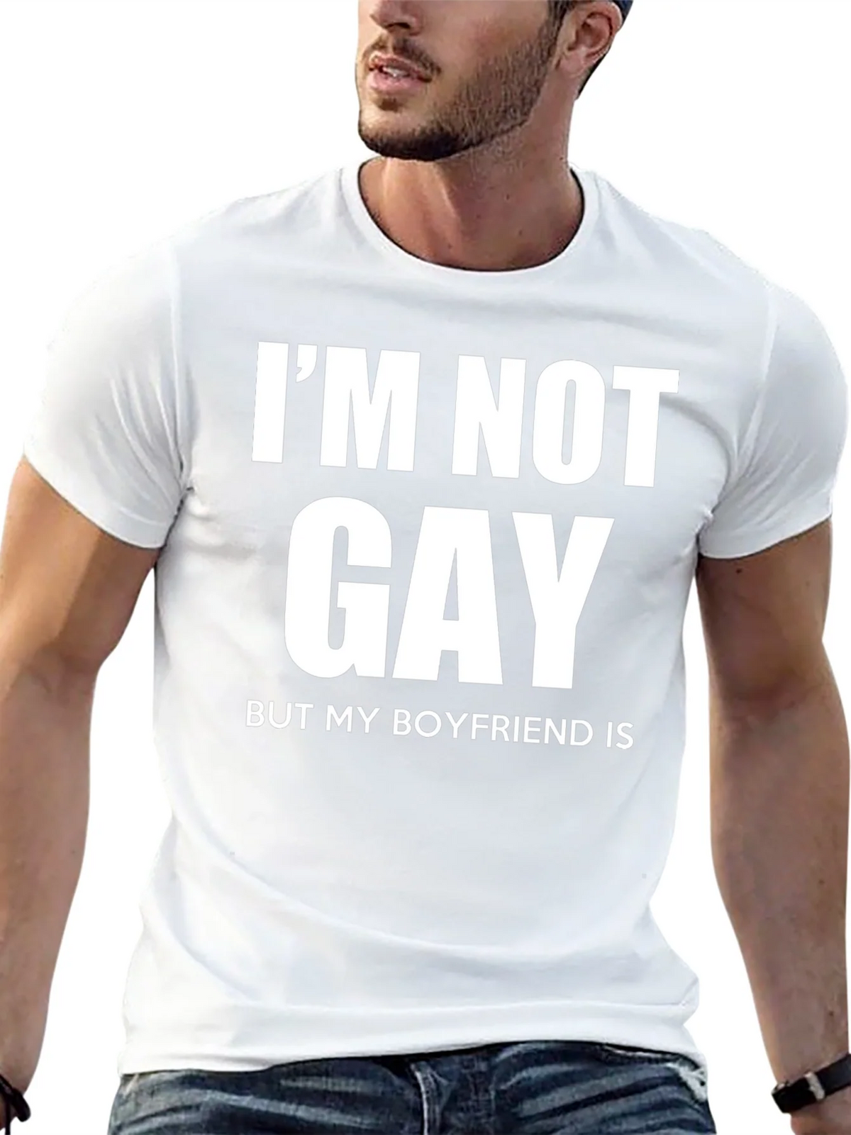 Funny Im Not Gay But My Boyfriend Is T-Shirt product image 10