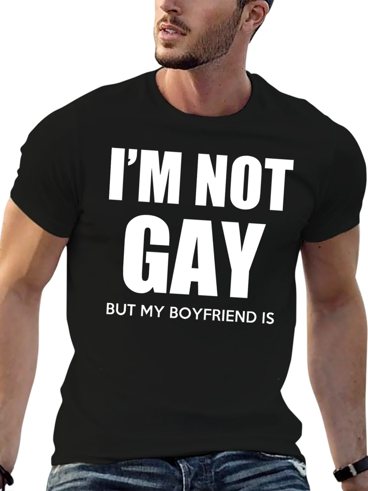Funny Im Not Gay But My Boyfriend Is T-Shirt product image 4