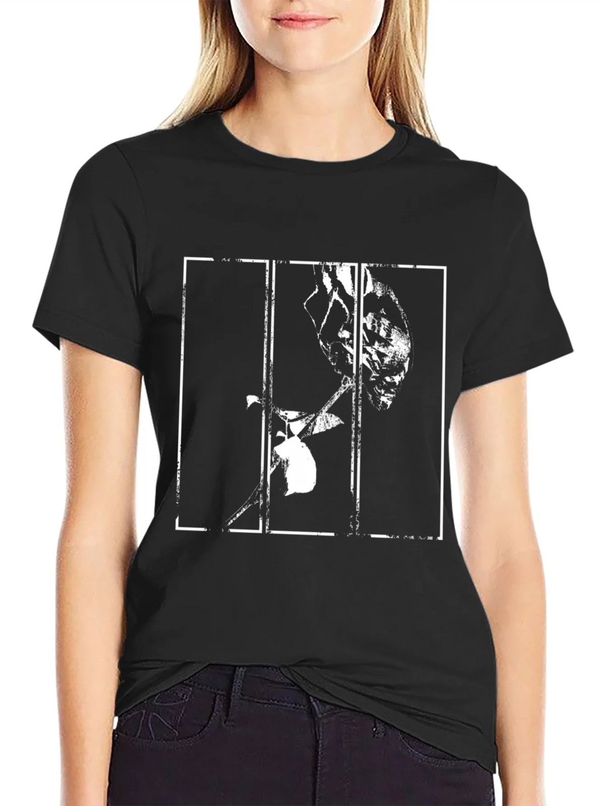 Black Rose Print Graphic T-Shirt product image 2