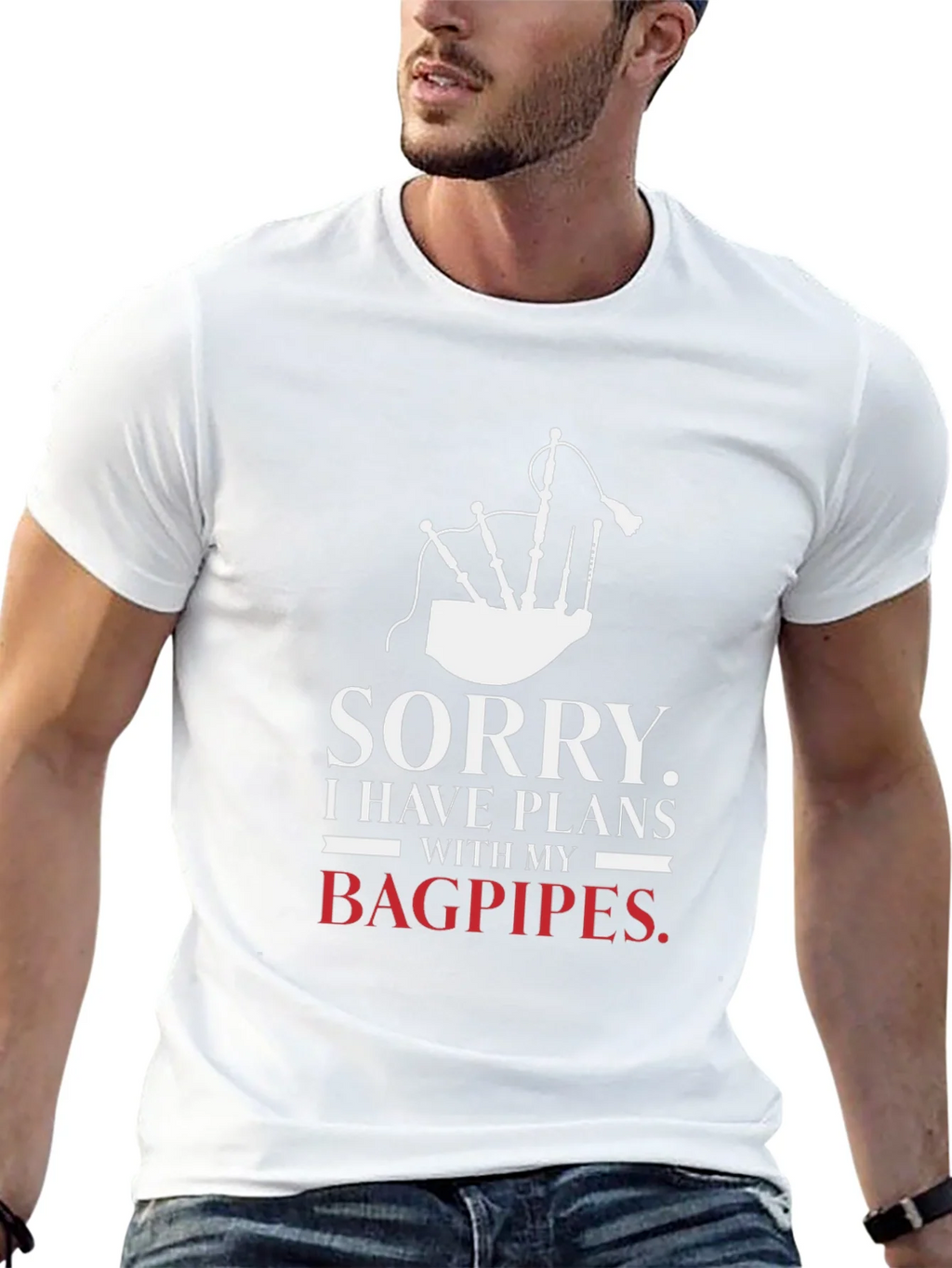 Sorry Bagpipes Plans Graphic Tee product image 7