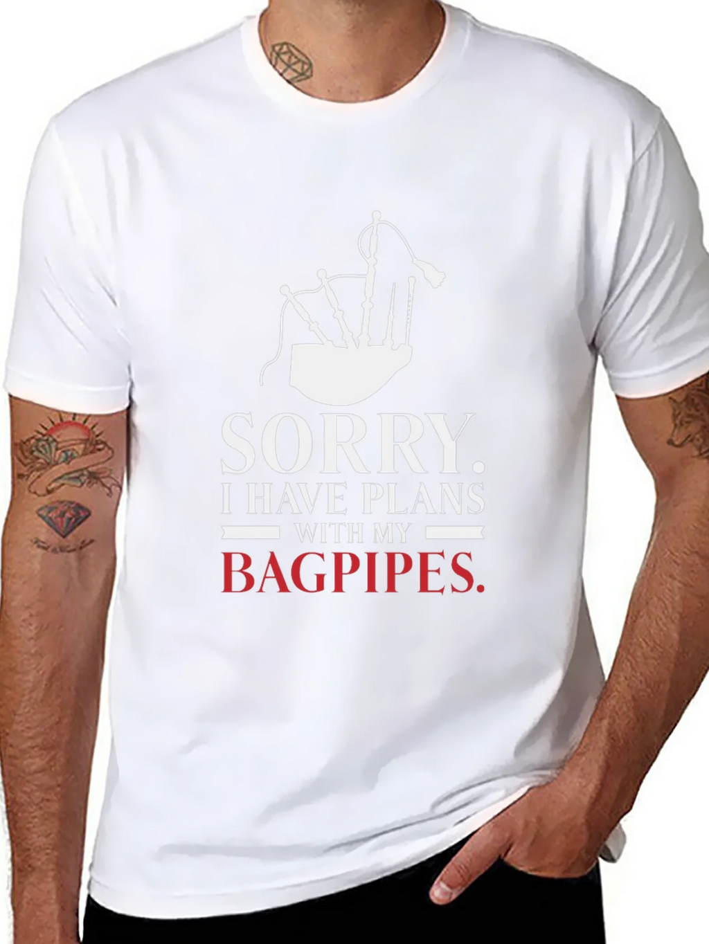 Sorry Bagpipes Plans Graphic Tee product image 4