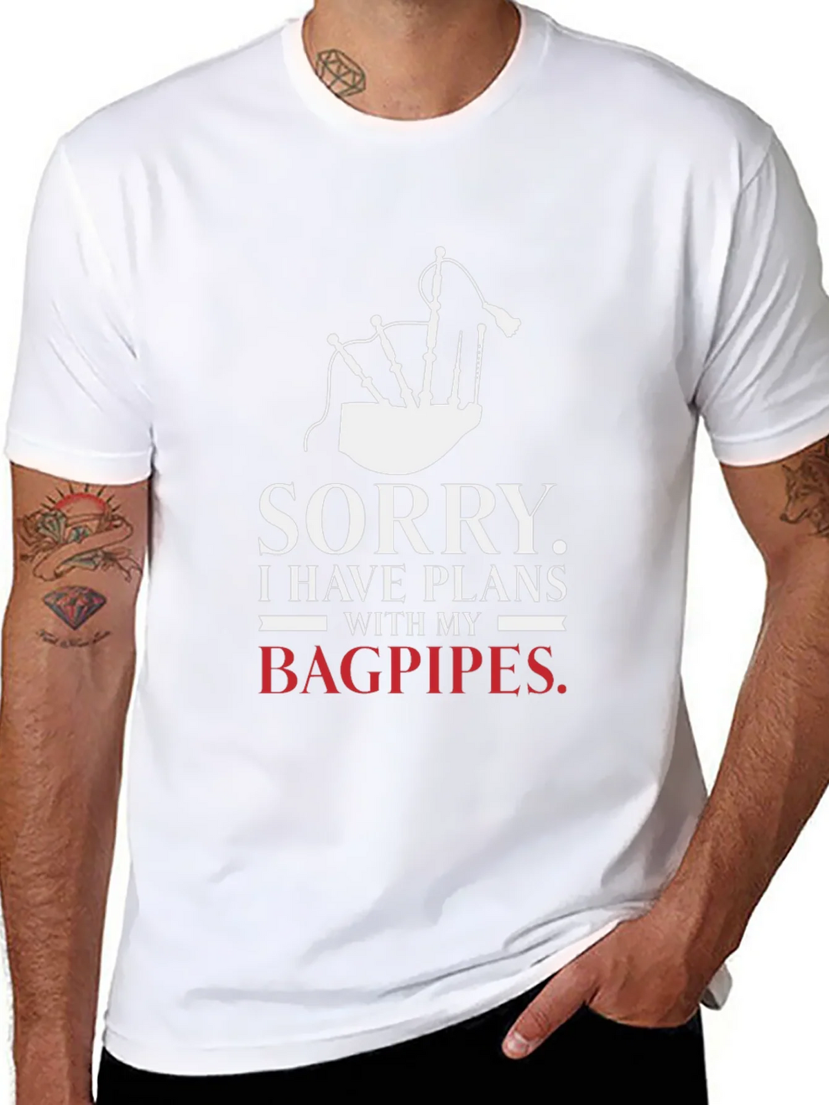 Sorry Bagpipes Plans Graphic Tee product image 4