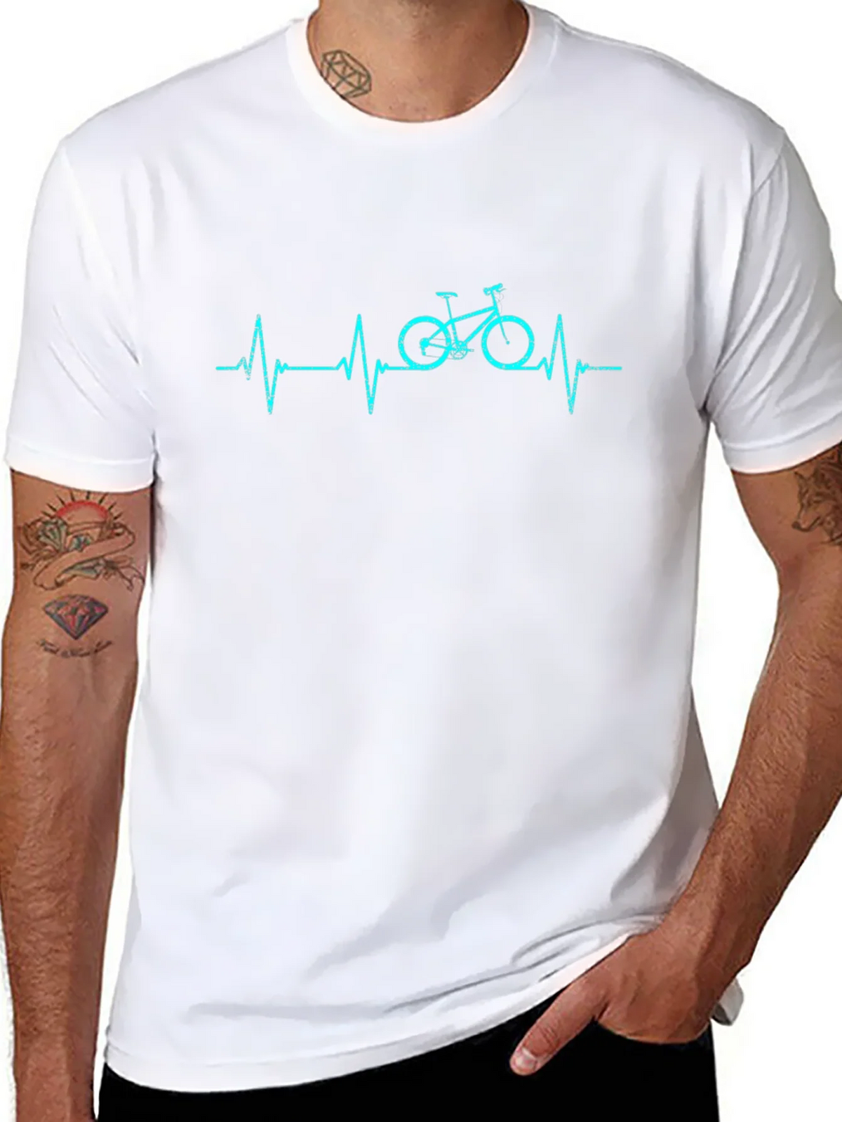 Heartbeat Bicycle Black T-Shirt product image 4