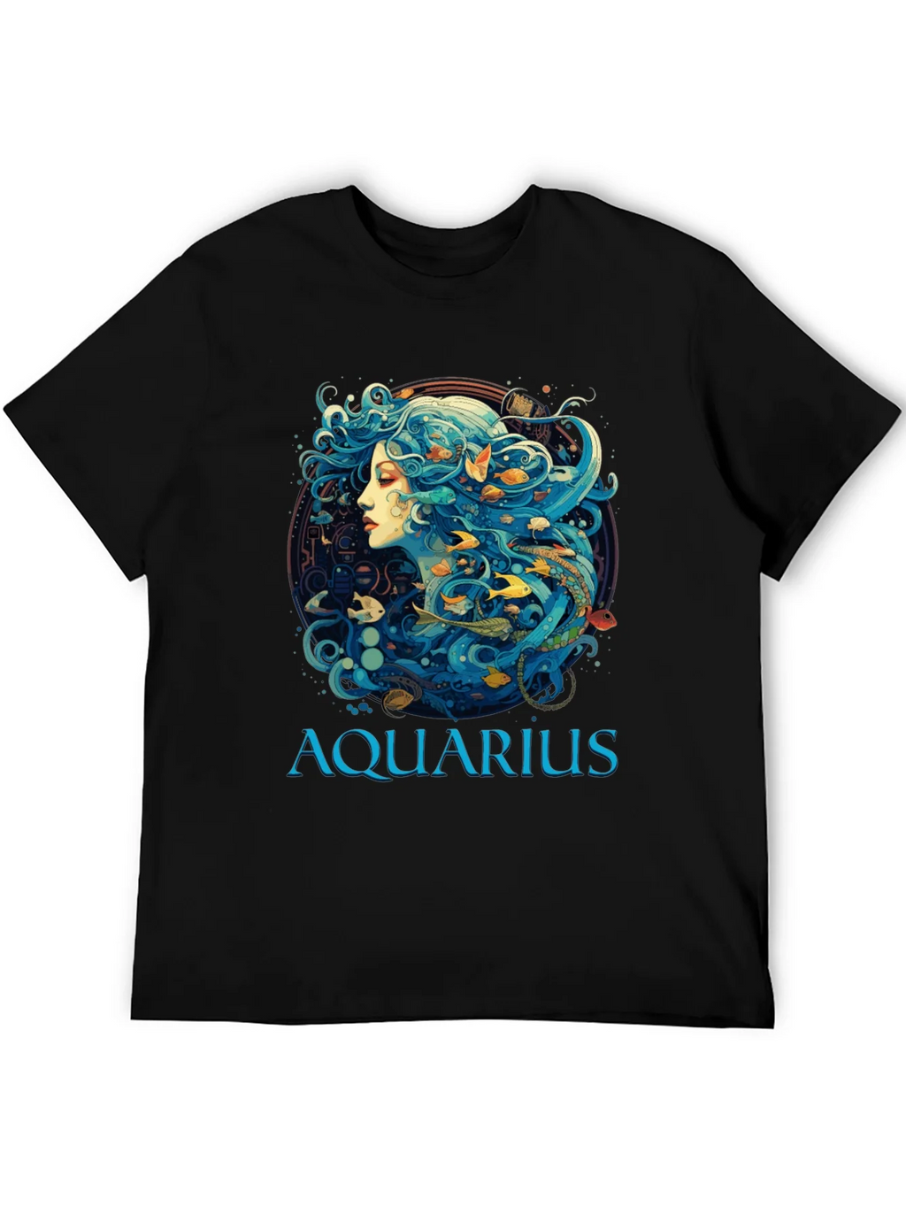 Aquarius Zodiac T-Shirt Black Cotton Tee product image 5