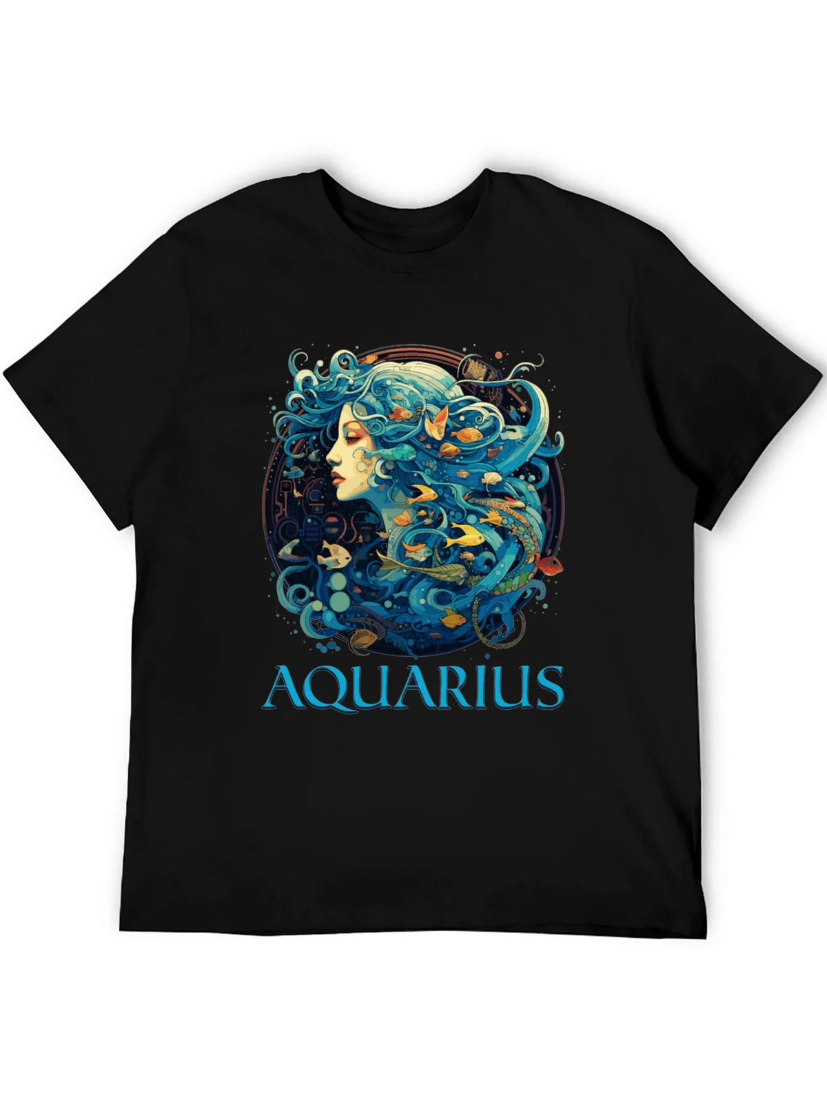 Aquarius Zodiac T-Shirt Black Cotton Tee product image 5
