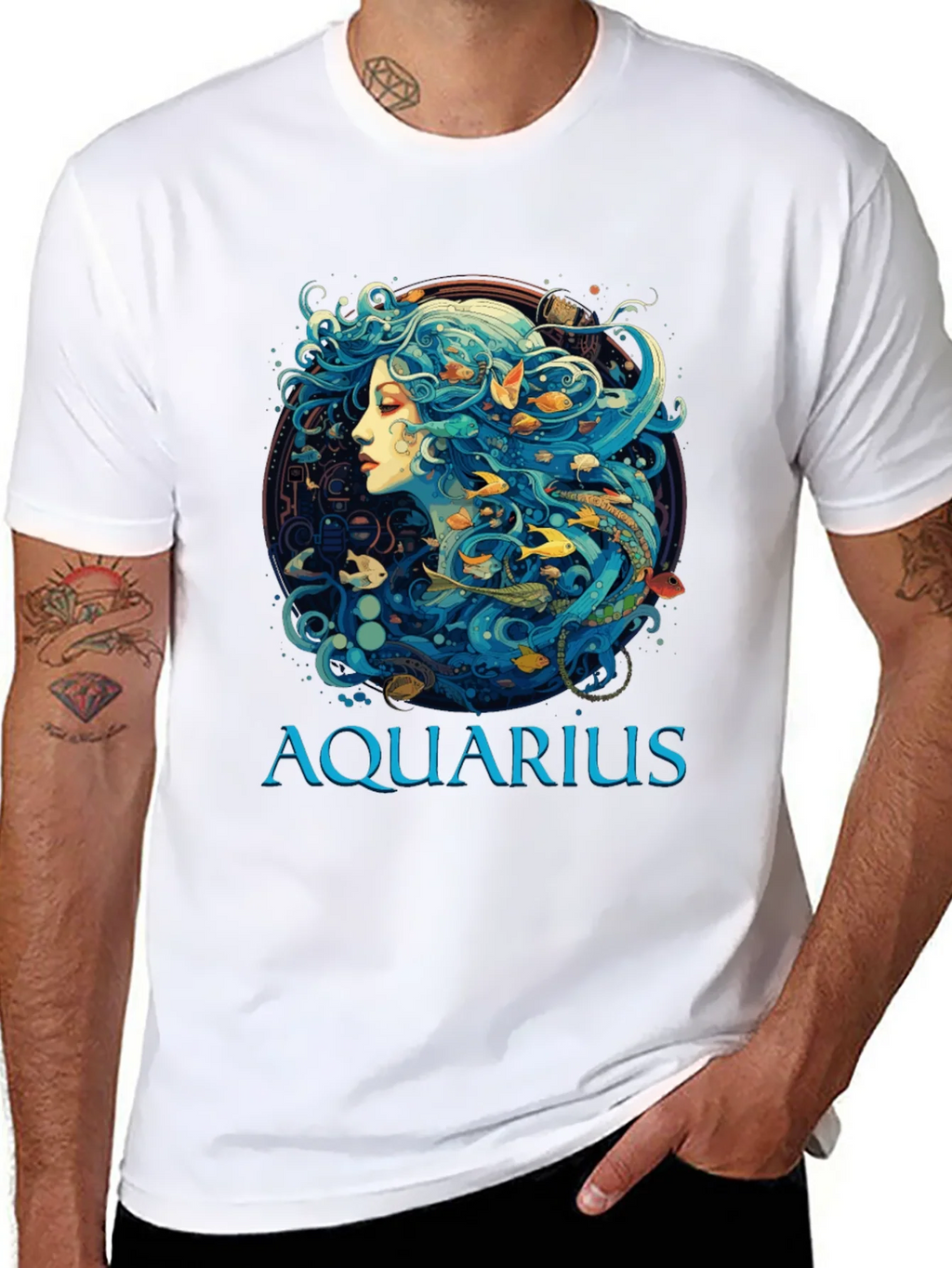 Aquarius Zodiac T-Shirt Black Cotton Tee product image 7
