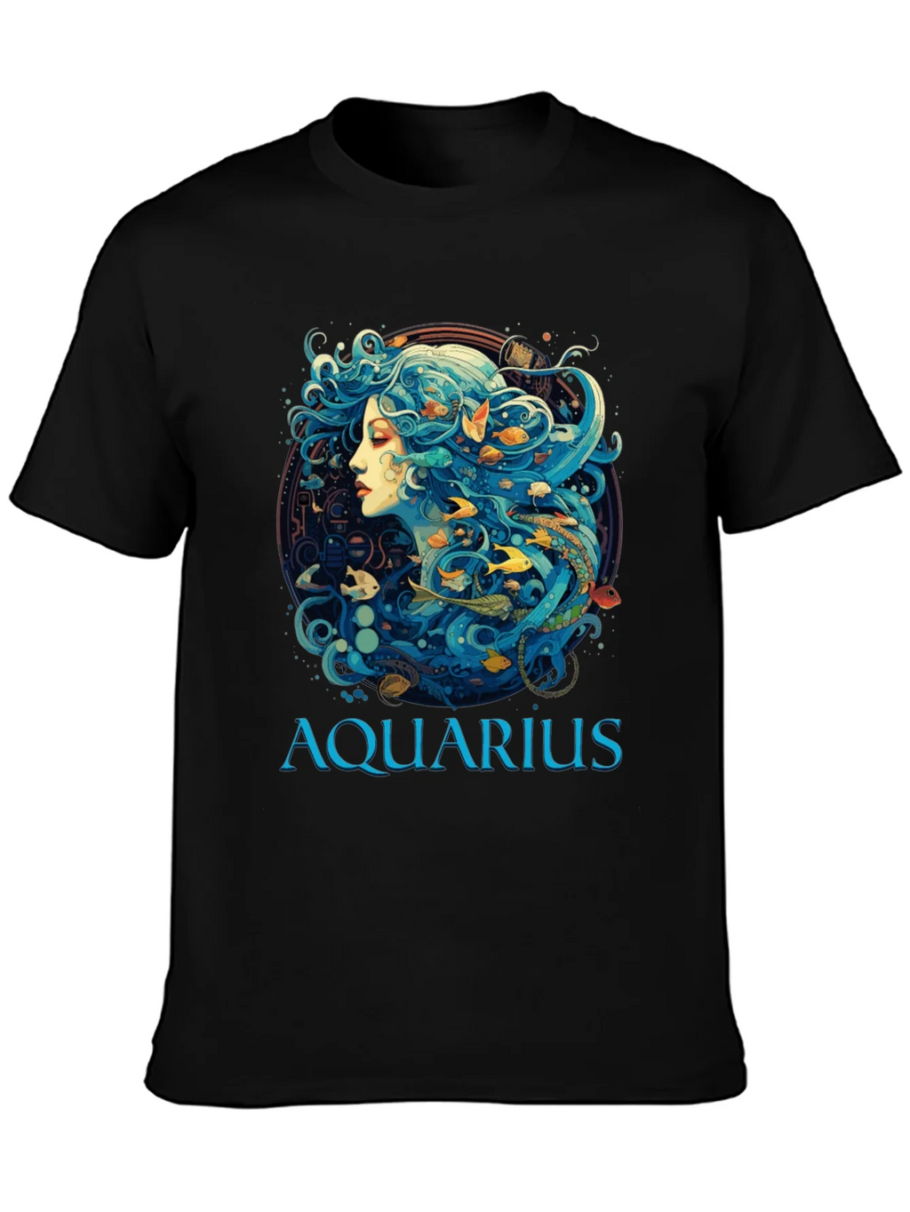 Aquarius Zodiac T-Shirt Black Cotton Tee product image 3