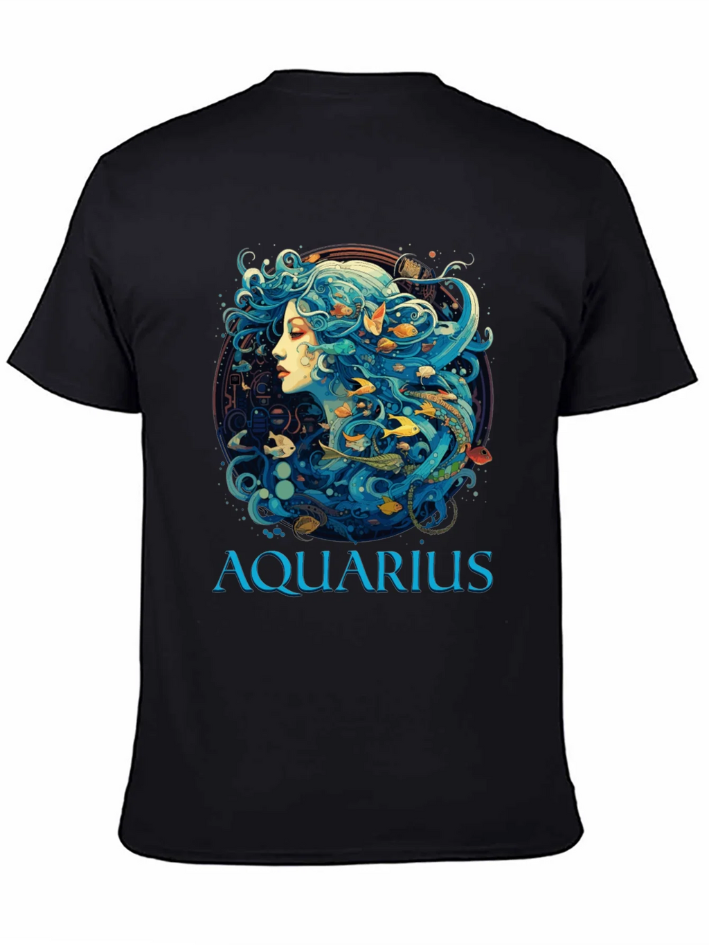 Aquarius Zodiac T-Shirt Black Cotton Tee product image 4