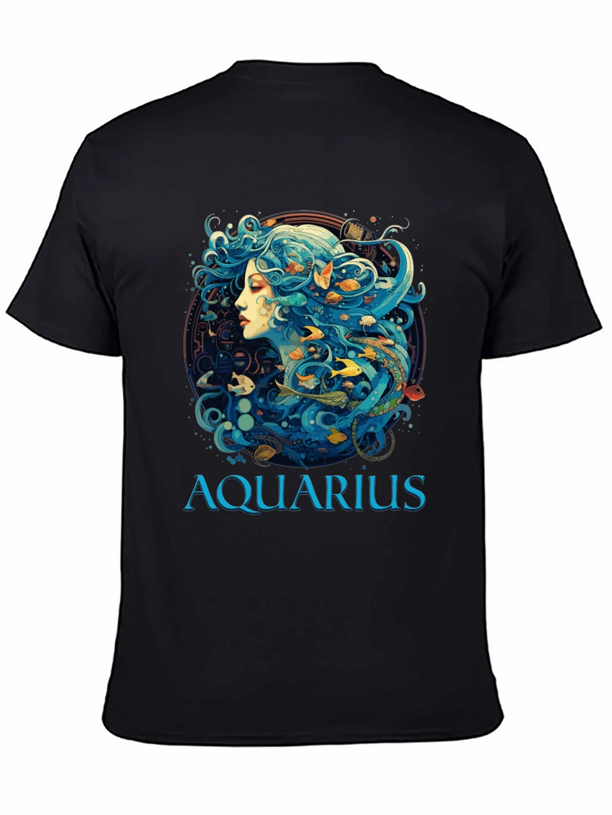 Aquarius Zodiac T-Shirt Black Cotton Tee product image 4