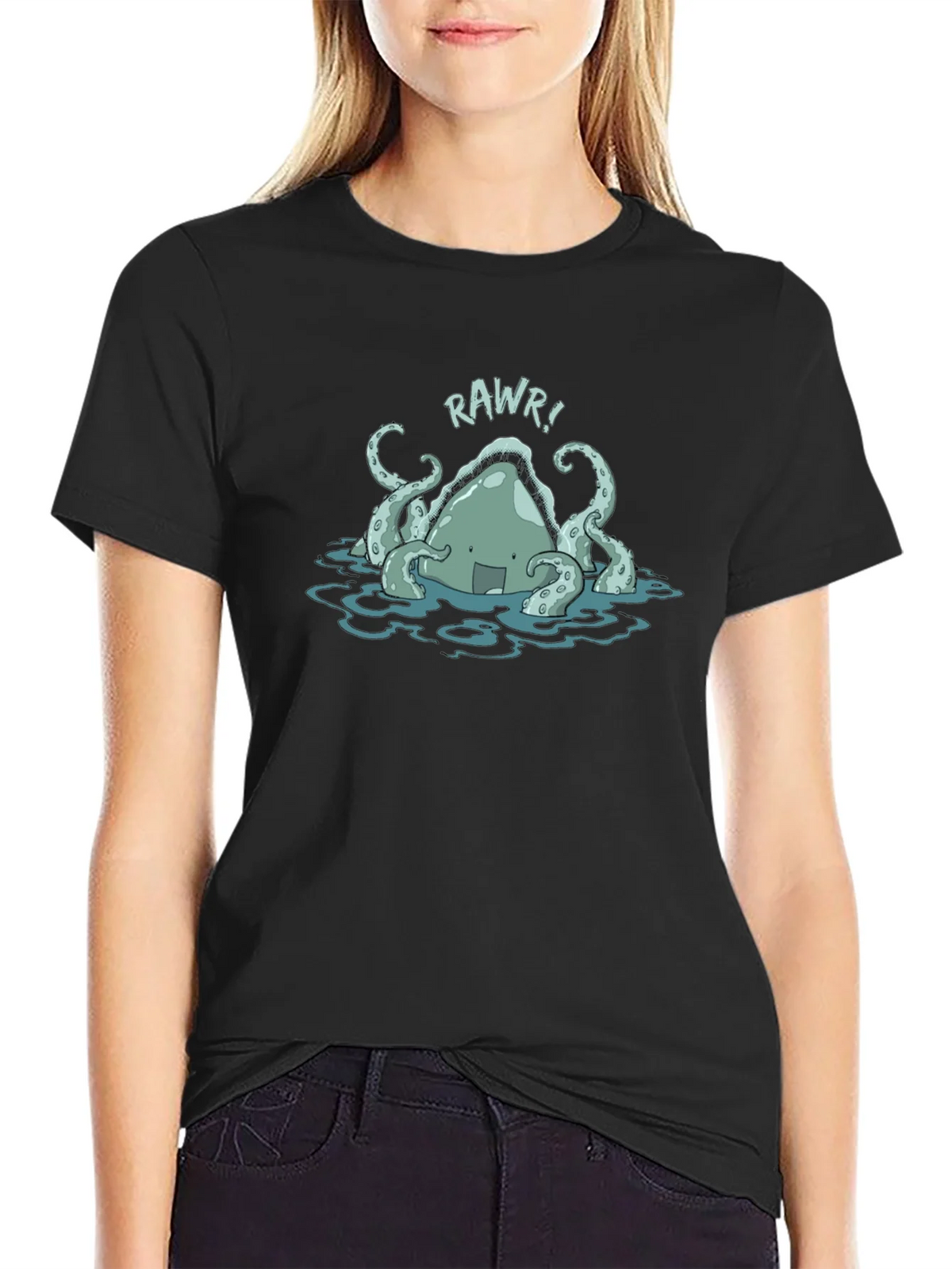 Rawr! Kraken Graphic Tee - Black Cotton T-Shirt product image 2