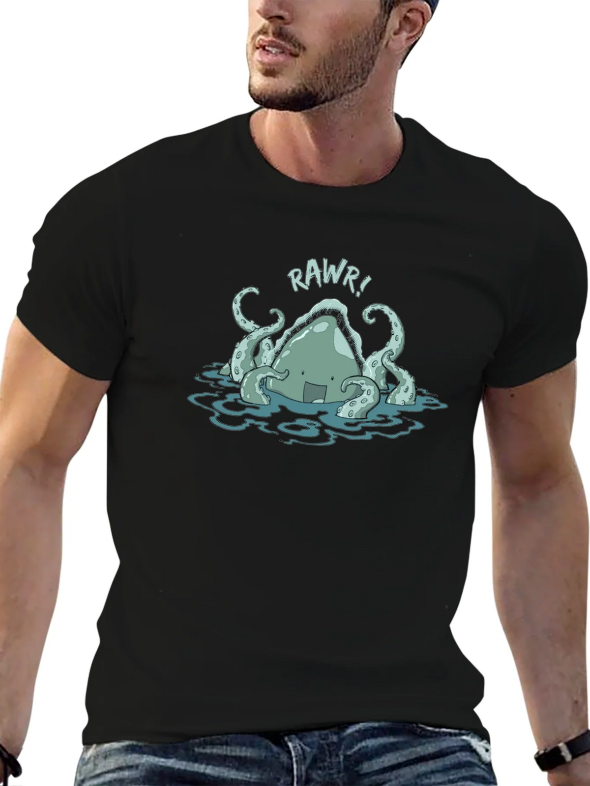 Rawr! Kraken Graphic Tee - Black Cotton T-Shirt product image 6