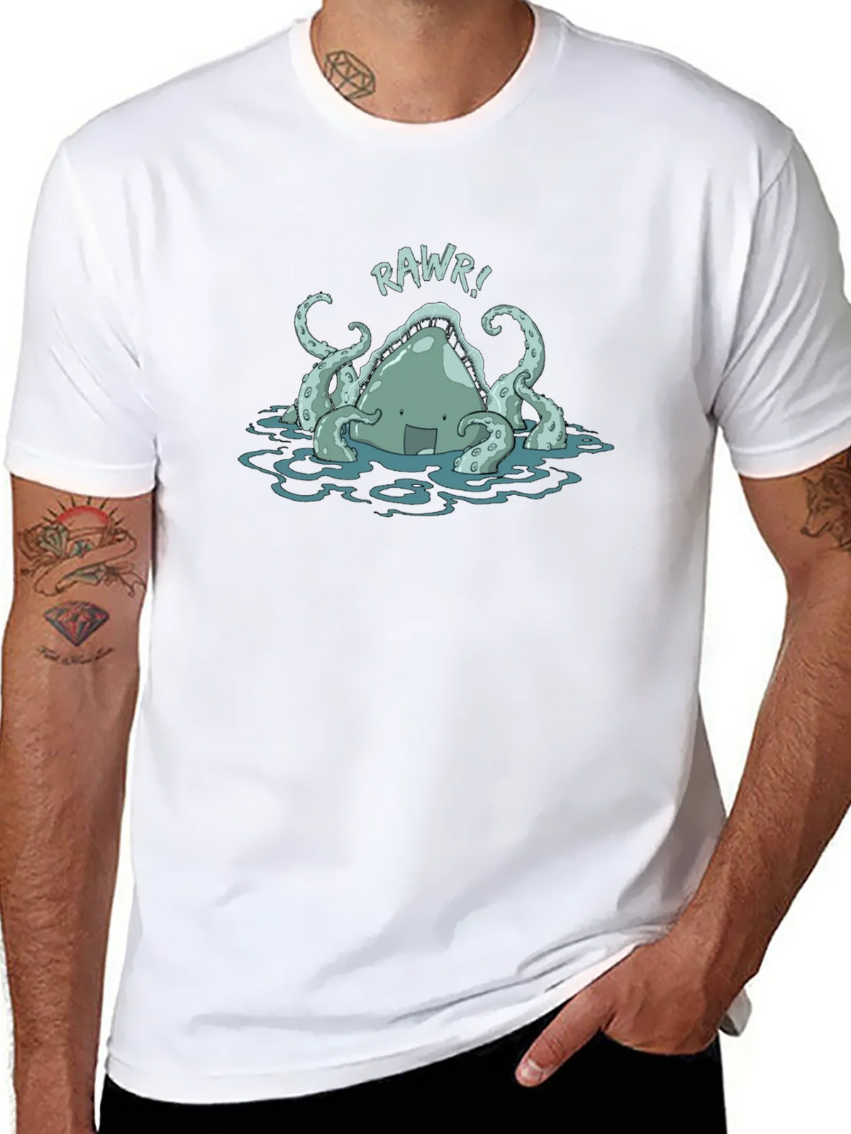 Rawr! Kraken Graphic Tee - Black Cotton T-Shirt product image 7