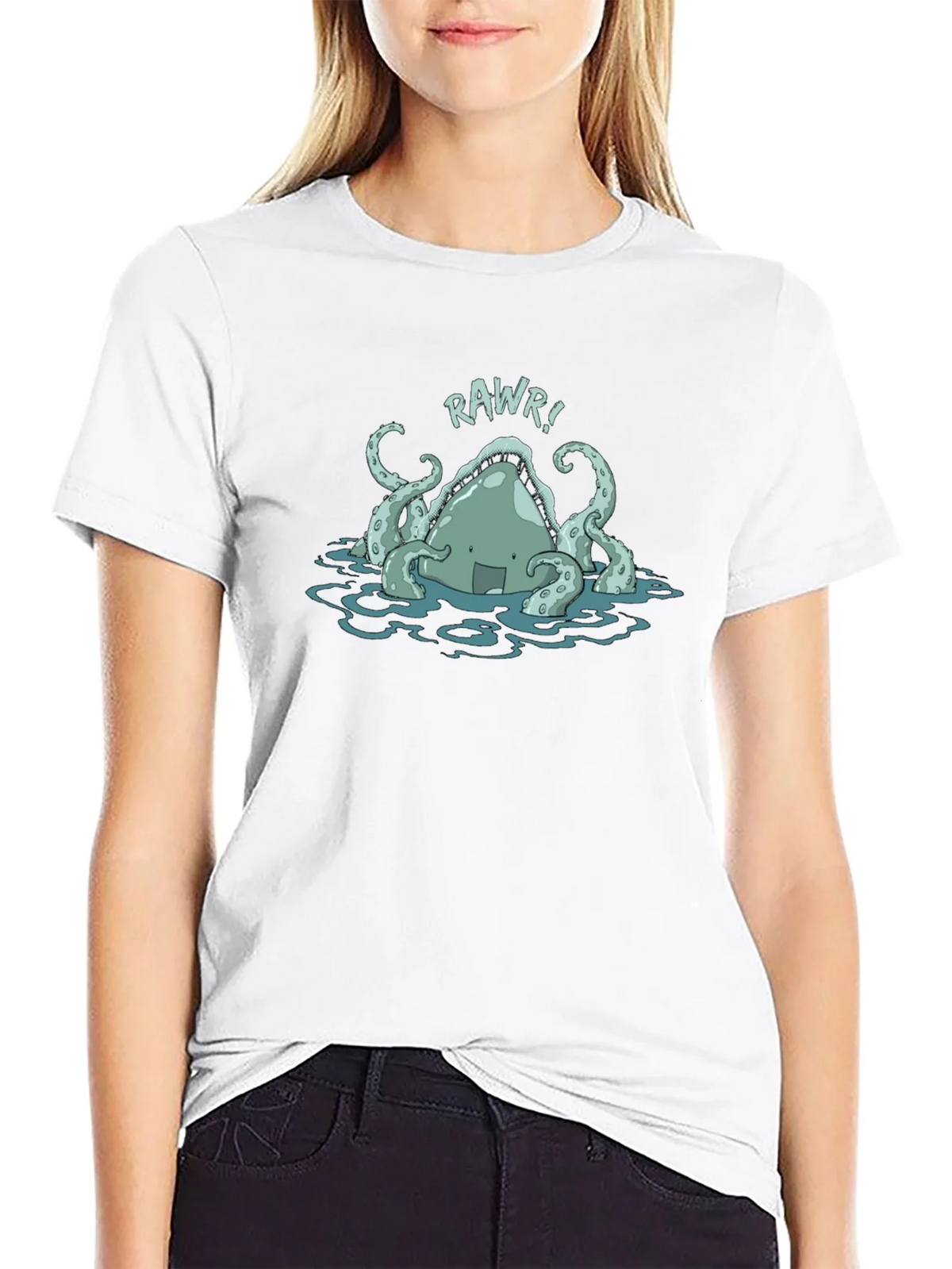 Rawr! Kraken Graphic Tee - Black Cotton T-Shirt product image 8