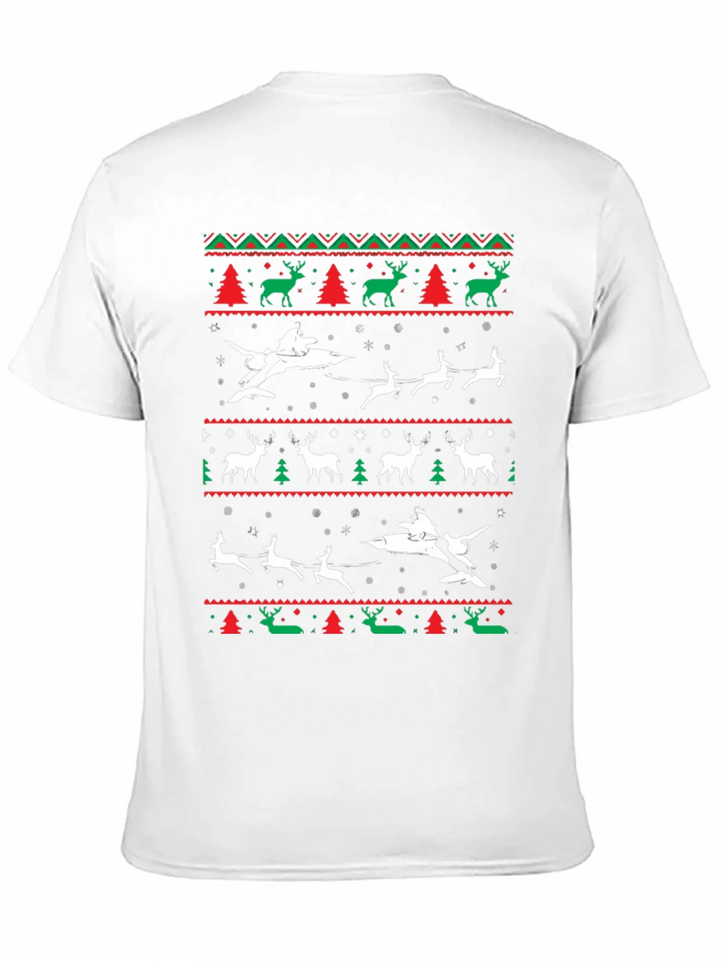 Festive Christmas Airplane & Reindeer Novelty T-Shirt product image 10