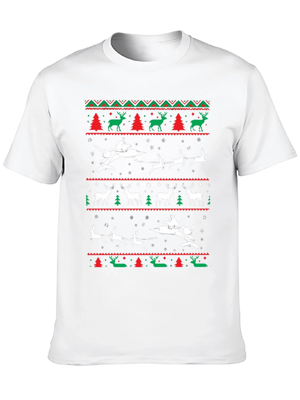 Festive Christmas Airplane & Reindeer Novelty T-Shirt product image 9