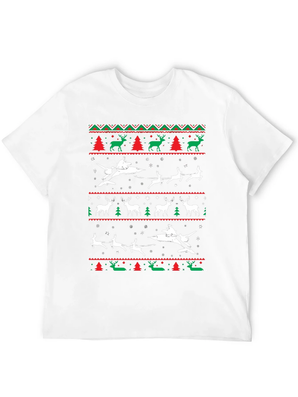 Festive Christmas Airplane & Reindeer Novelty T-Shirt product image 11