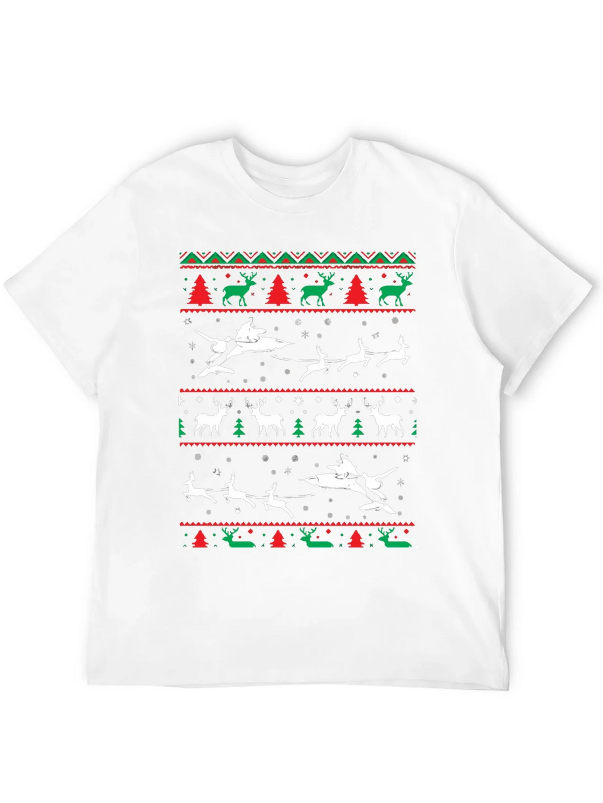 Festive Christmas Airplane & Reindeer Novelty T-Shirt product image 11