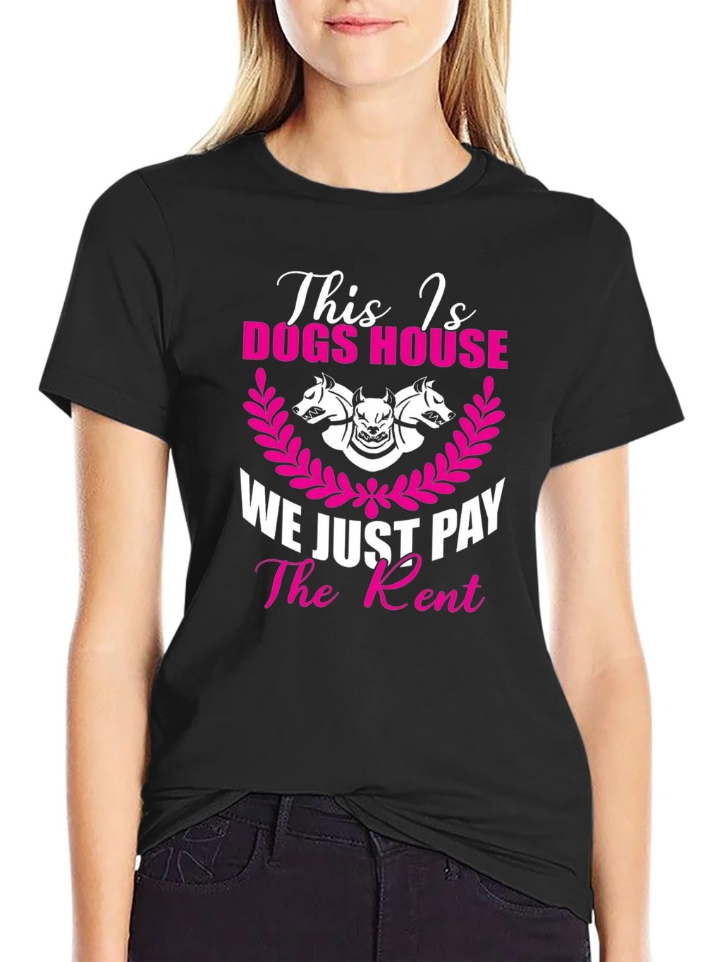 Dogs House T-Shirt: We Just Pay the Rent - Mens Black Tee product image 2