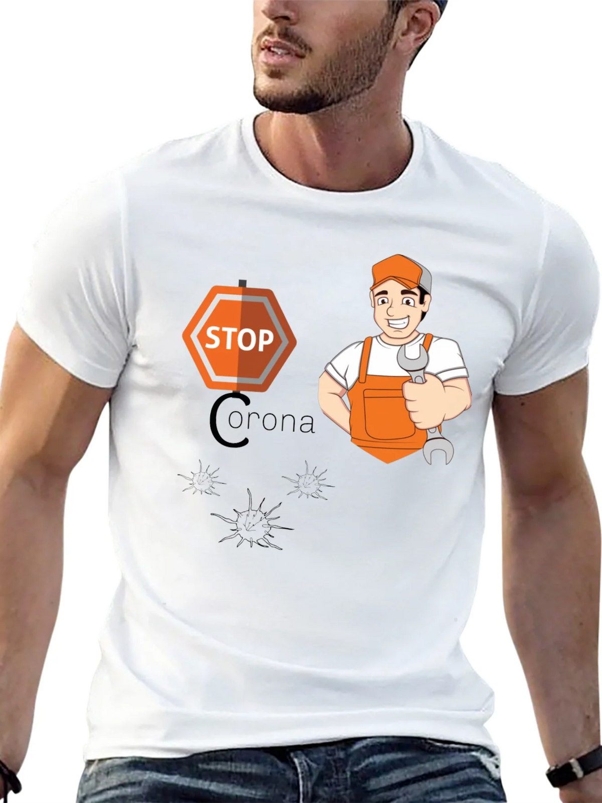 Stop Corona Mechanic T-Shirt - Black product image 12