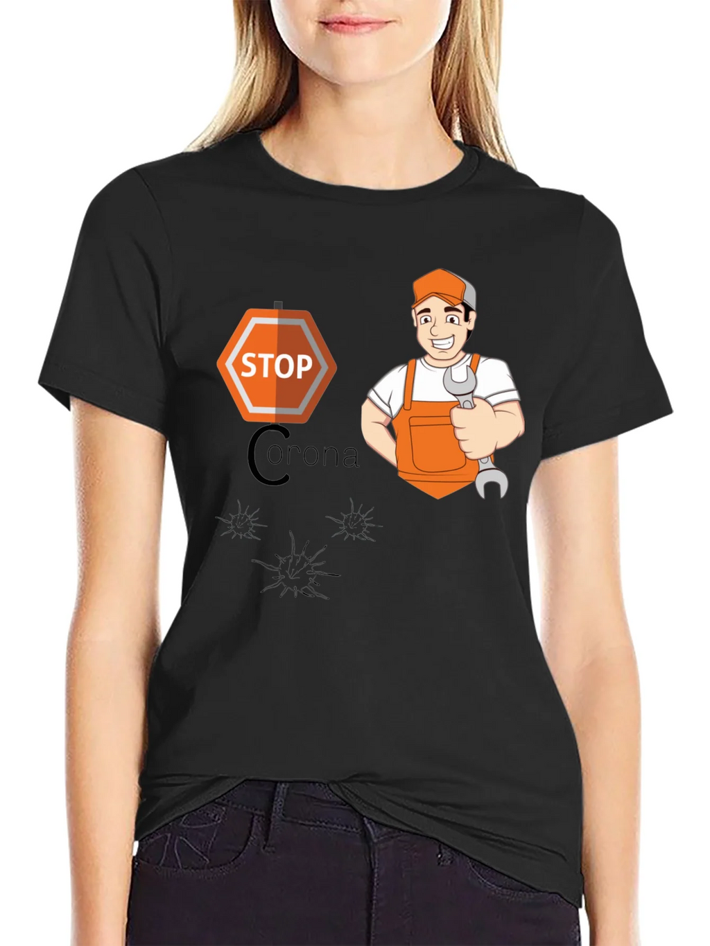 Stop Corona Mechanic T-Shirt - Black product image 2