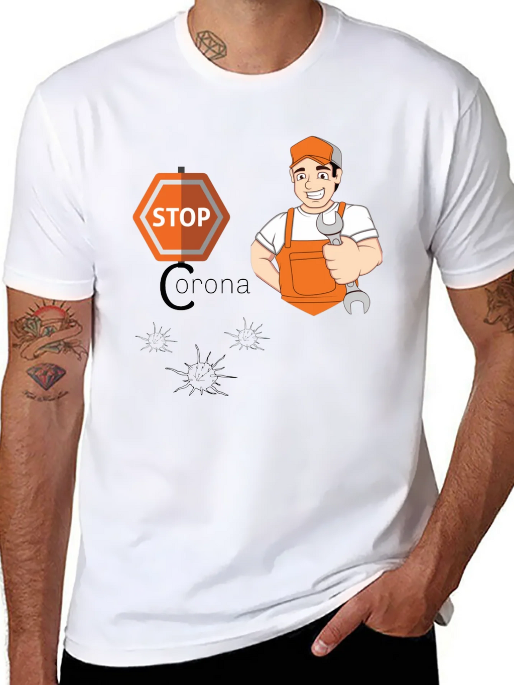 Stop Corona Mechanic T-Shirt - Black product image 7