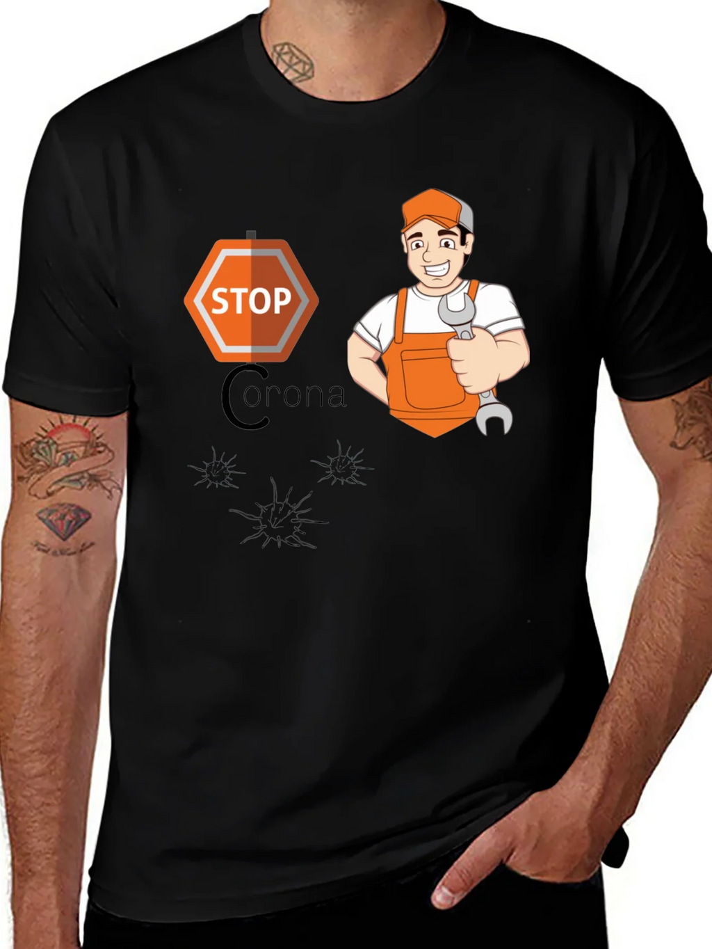 Stop Corona Mechanic T-Shirt - Black product image 1