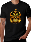 Golden Pumpkin Owl Graphic Tee - Unique Halloween Style product image 1