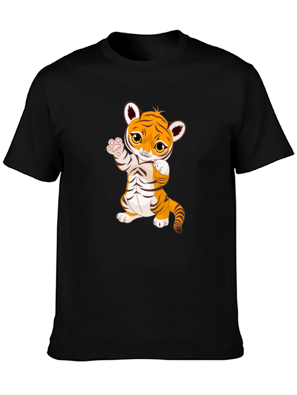 Cute Cartoon Tiger Black T-Shirt product image 2