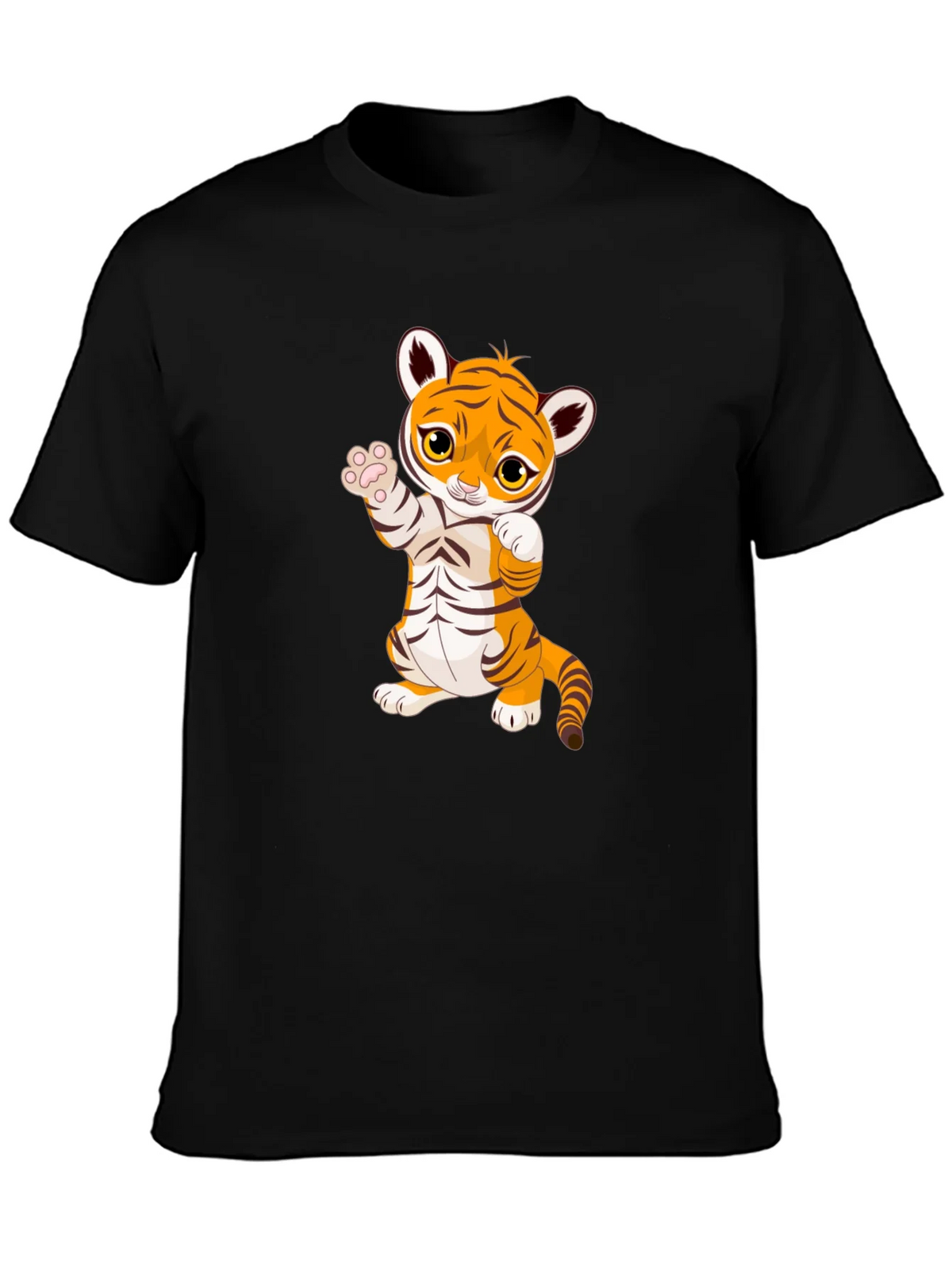 Cute Cartoon Tiger Black T-Shirt product image 2
