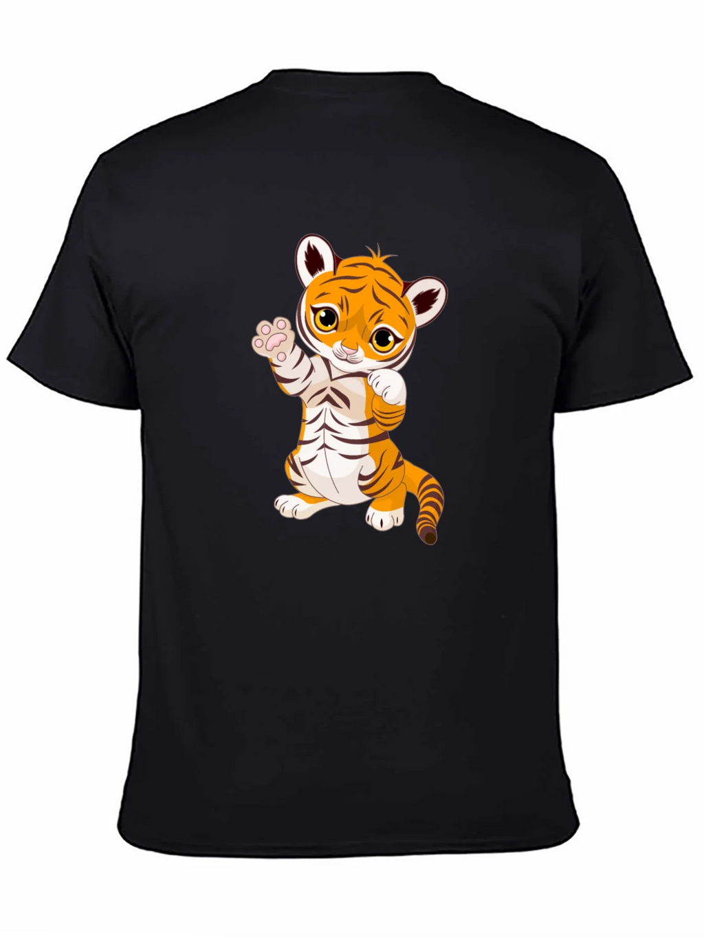 Cute Cartoon Tiger Black T-Shirt product image 3
