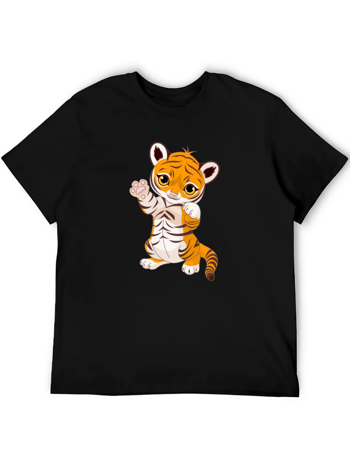 Cute Cartoon Tiger Black T-Shirt product image 4