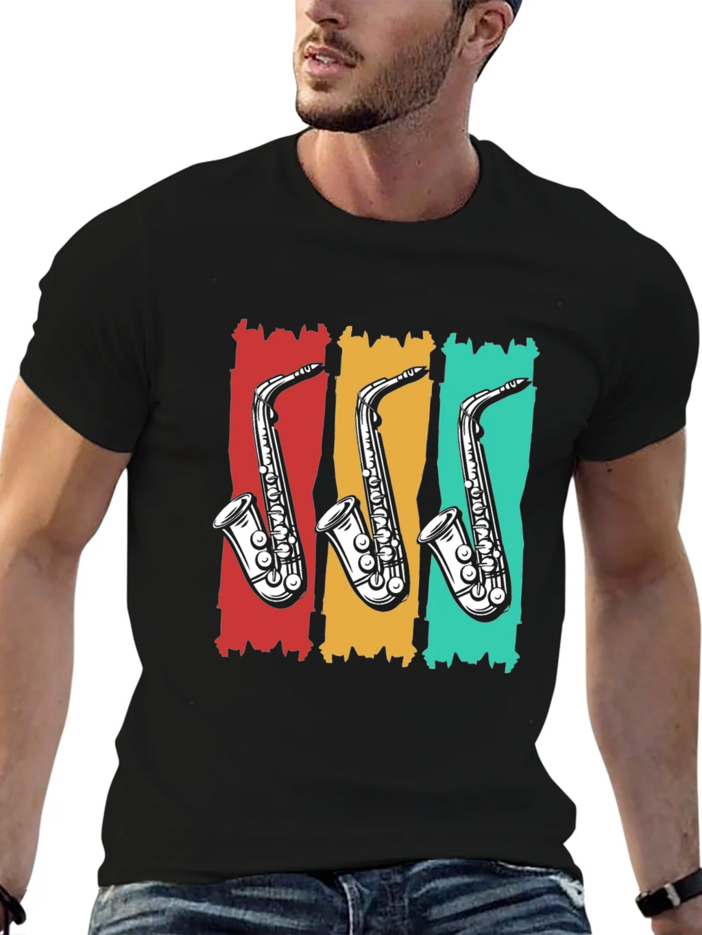 Retro Saxophone T-Shirt - Cool Music Tee product image 6