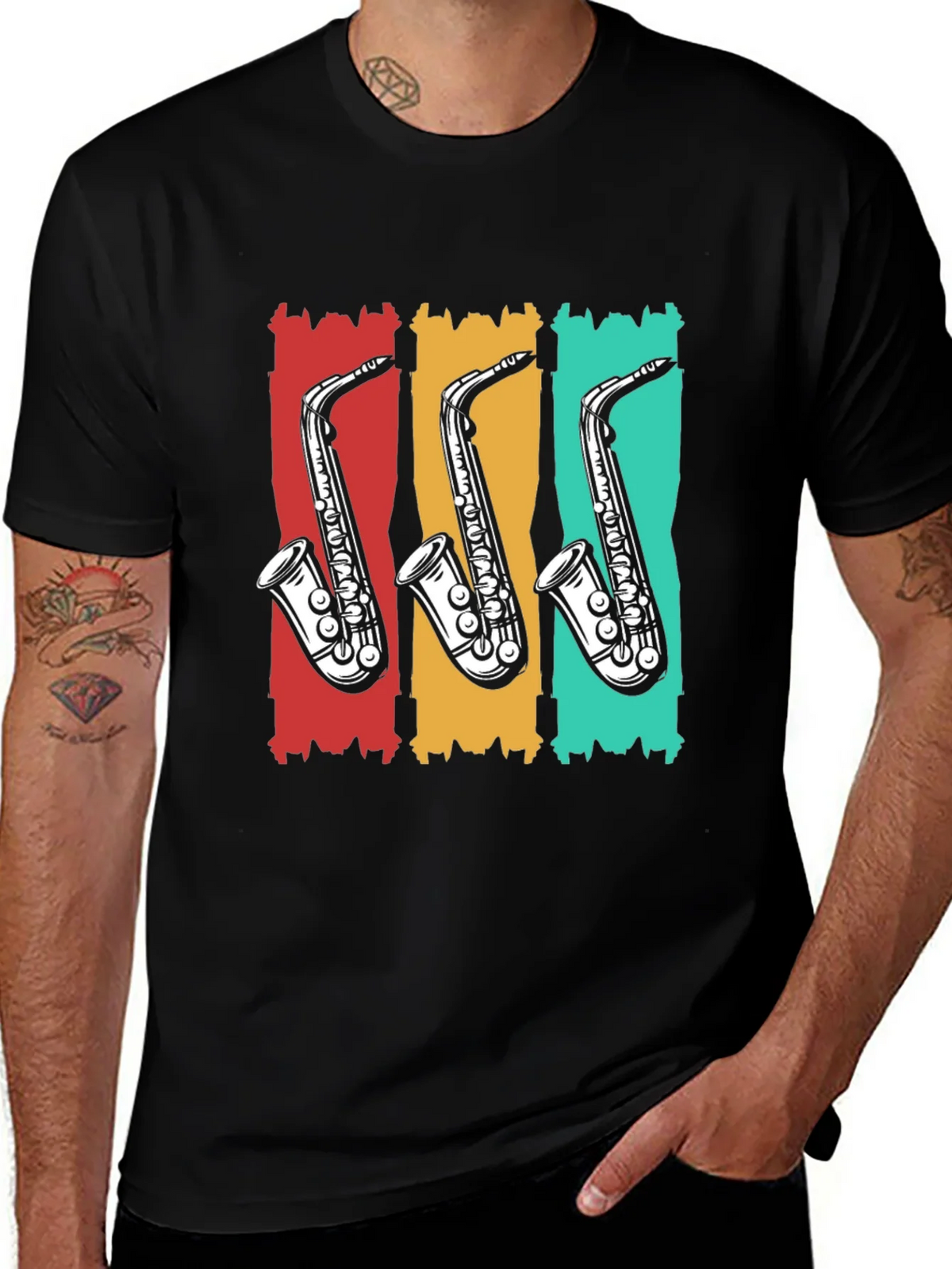 Retro Saxophone T-Shirt - Cool Music Tee product image 1