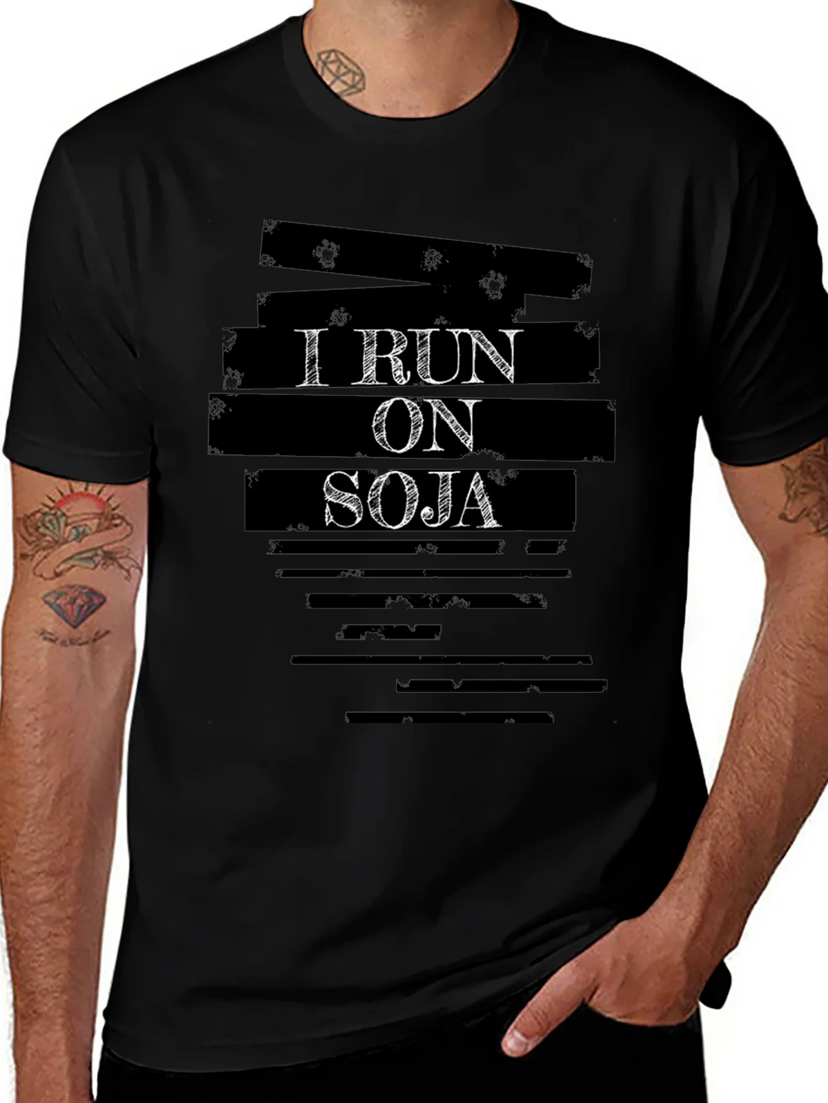 I Run On Soja T-Shirt - Black Cotton Graphic Tee product image 1
