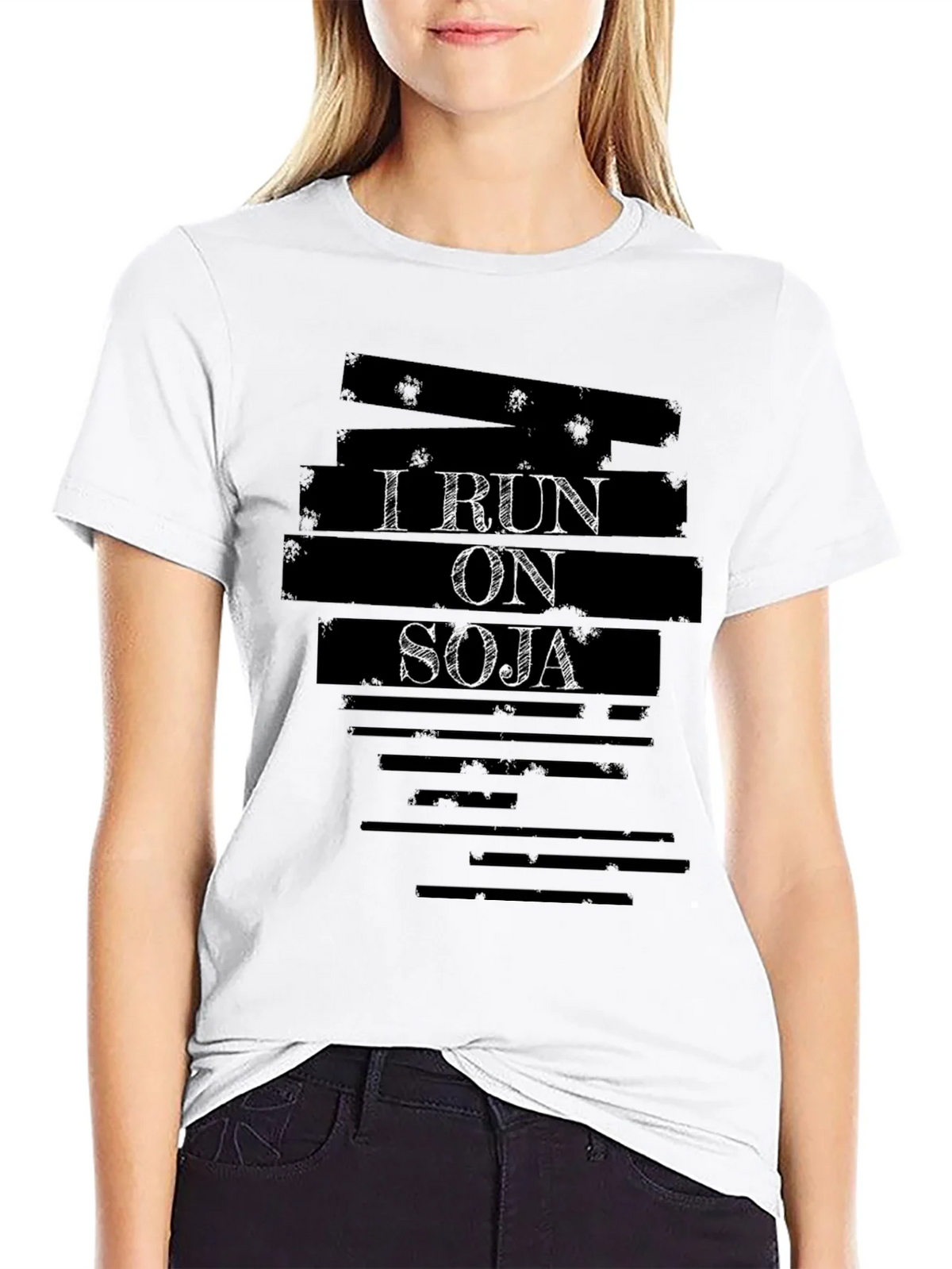I Run On Soja T-Shirt - Black Cotton Graphic Tee product image 8