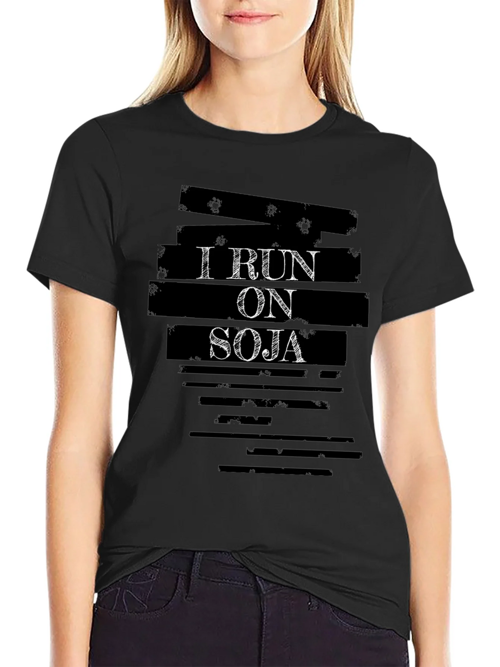 I Run On Soja T-Shirt - Black Cotton Graphic Tee product image 2