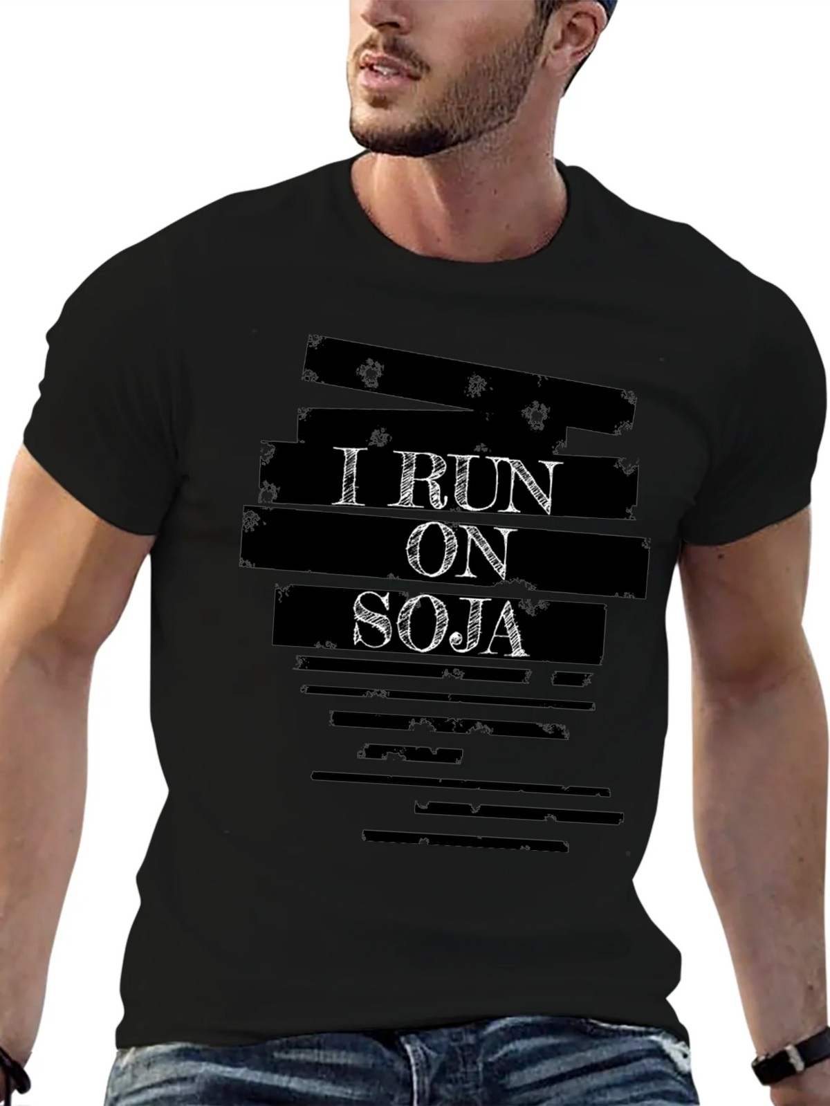 I Run On Soja T-Shirt - Black Cotton Graphic Tee product image 6