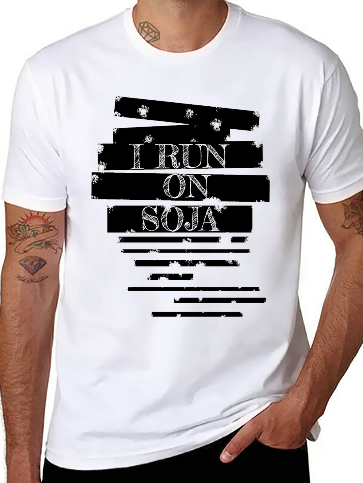 I Run On Soja T-Shirt - Black Cotton Graphic Tee product image 7