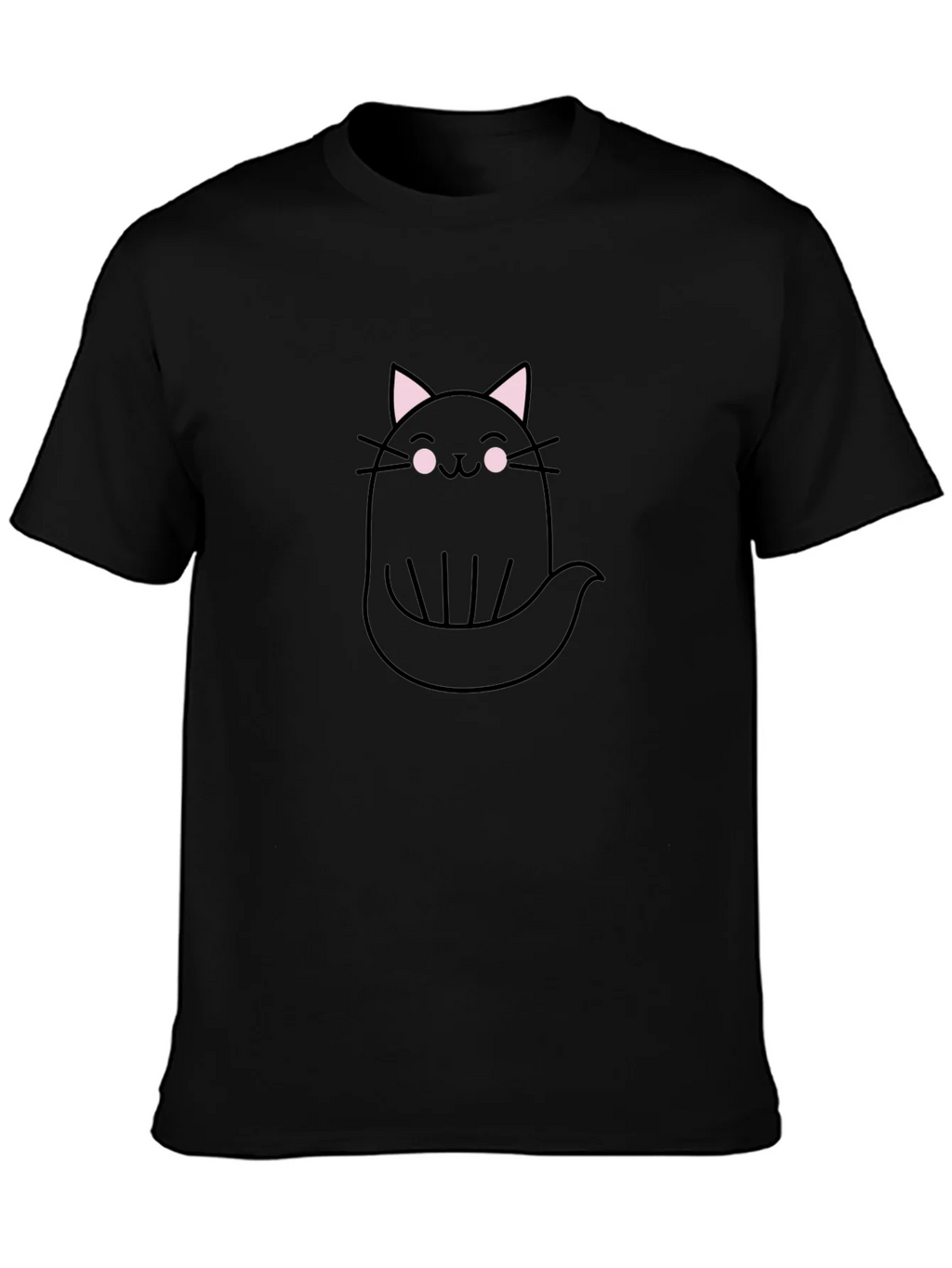 Cute Ghost Cat Graphic Tee - Black Cotton T-Shirt product image 2