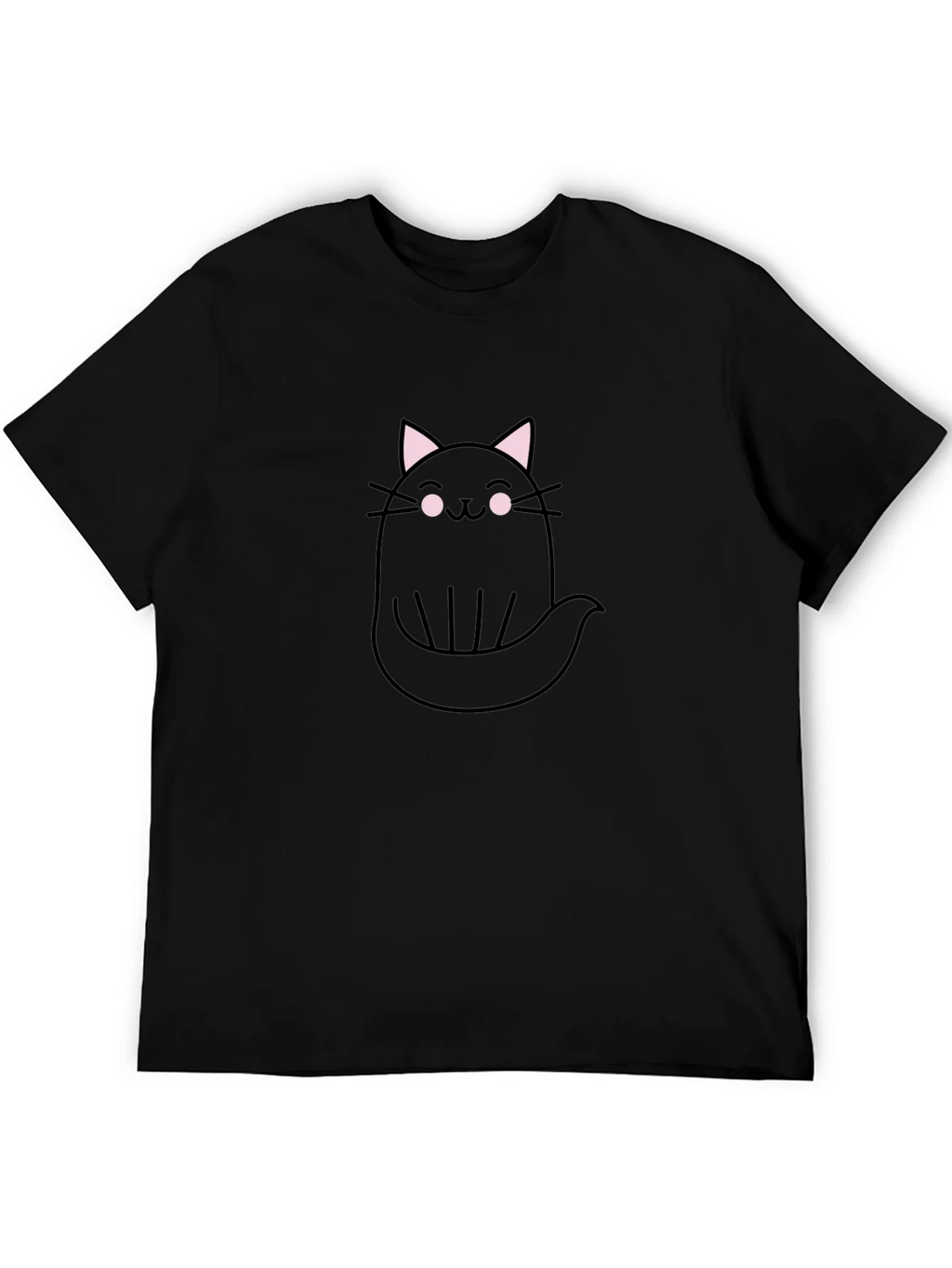 Cute Ghost Cat Graphic Tee - Black Cotton T-Shirt product image 3