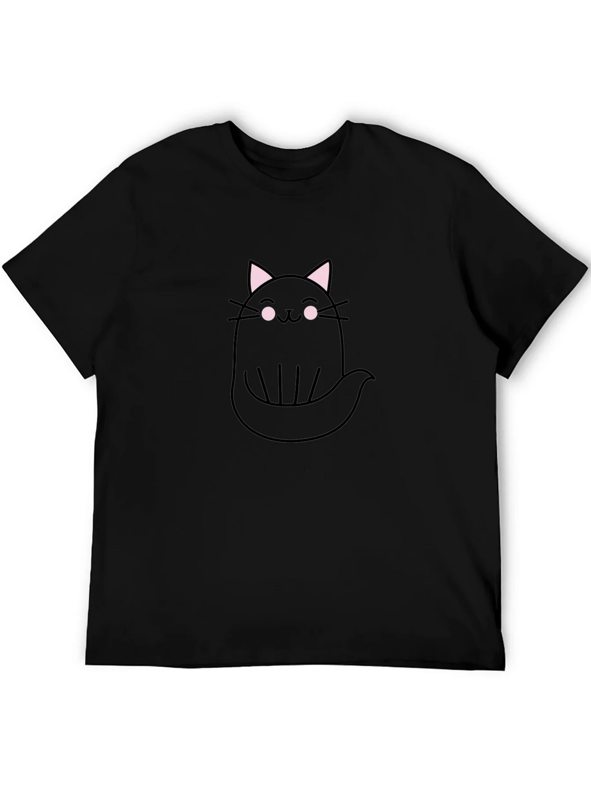 Cute Ghost Cat Graphic Tee - Black Cotton T-Shirt product image 3