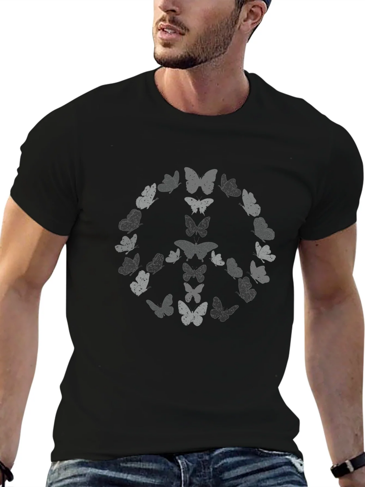Butterfly Peace Sign Graphic Tee product image 6