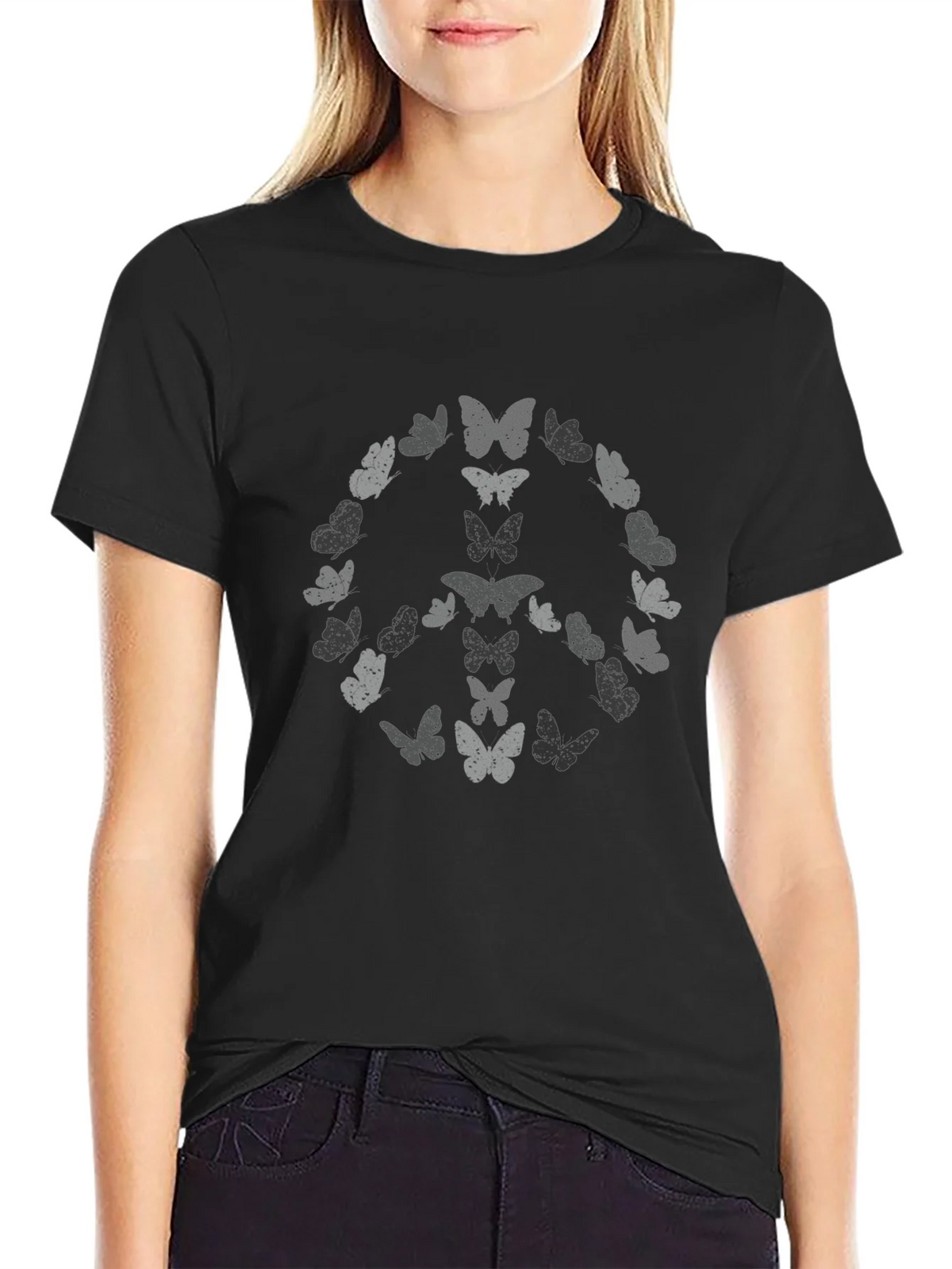 Butterfly Peace Sign Graphic Tee product image 2