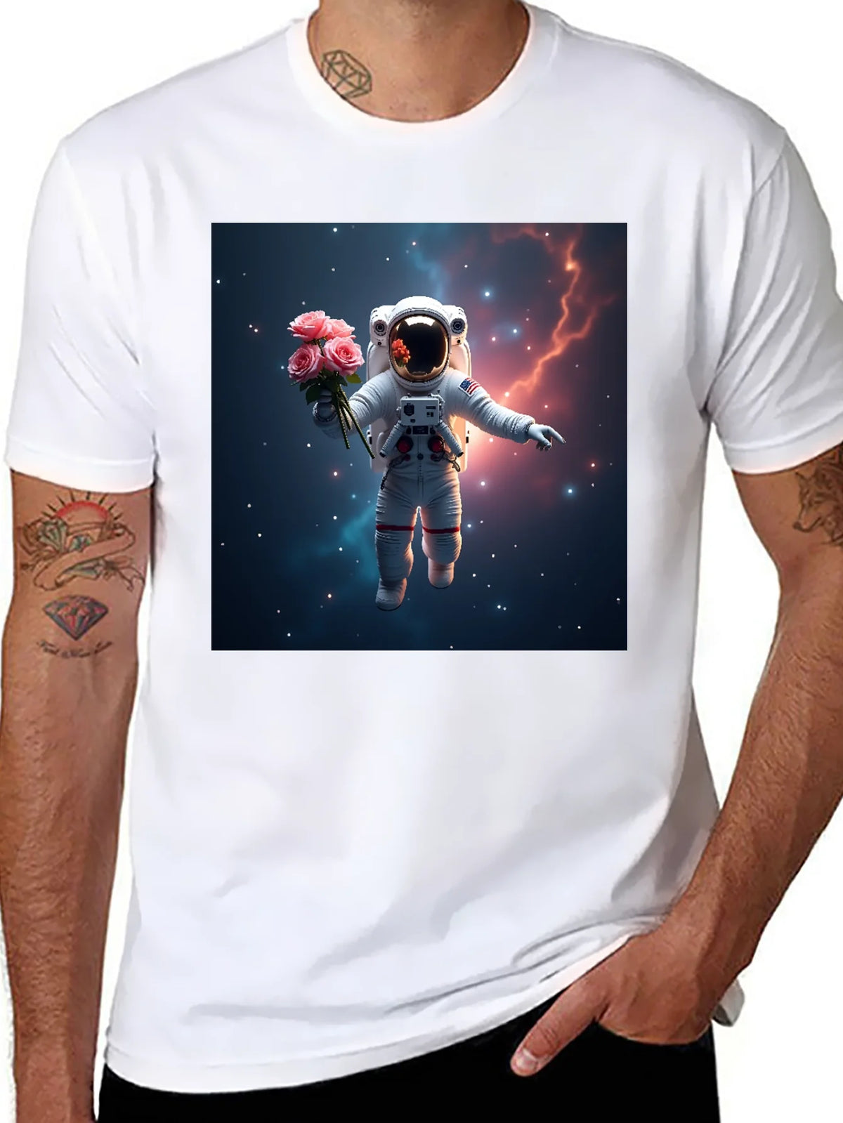 Astronaut in Space T-Shirt - Floral Cosmic Design product image 7